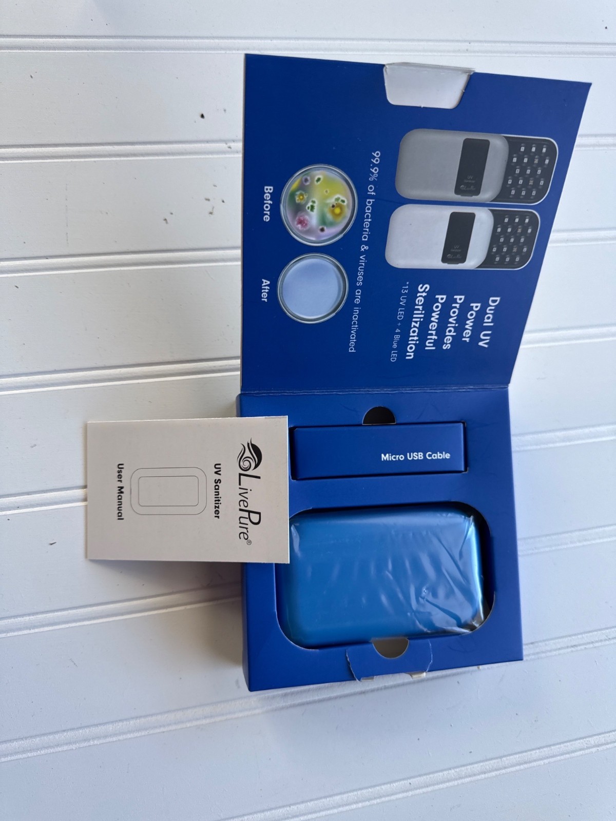 Live Pure UV Sanitizer Blue Compact Advanced Dual-LED Portable Powerful Cleaner