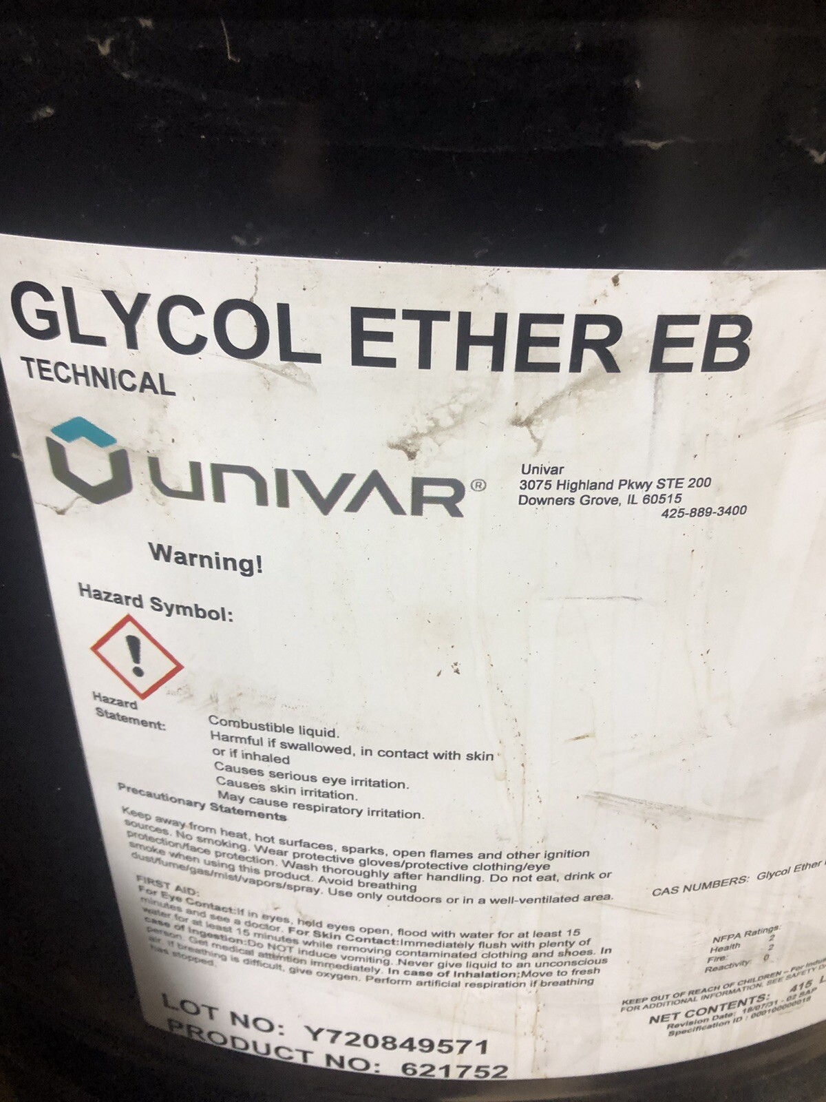 Glycol Ether EB – Butyl Cellosolve / Half￼ Gallon
