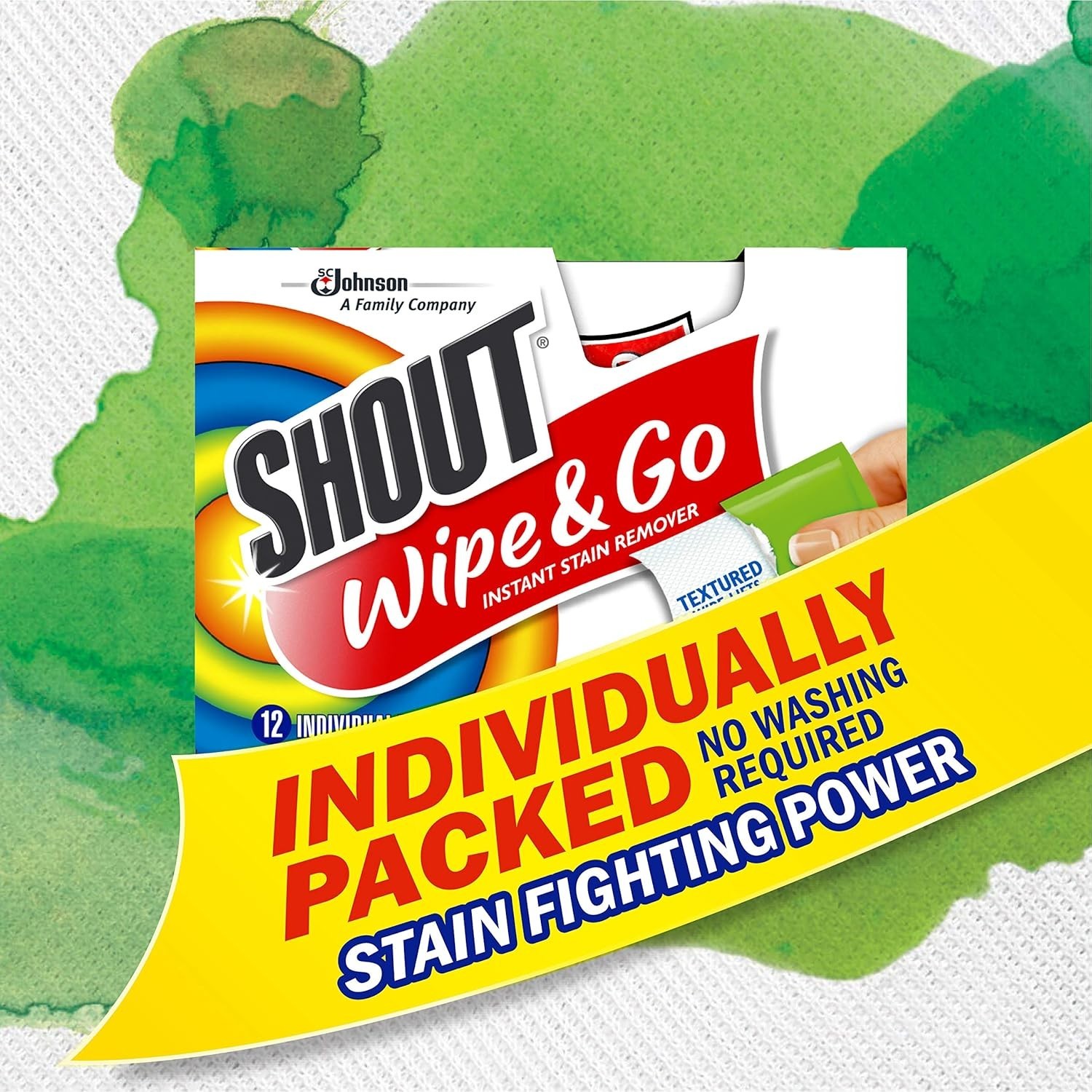 Shout Wipe & Go: Instant Stain Remover Wipes for On-the-Go Convenience (4 Pack)