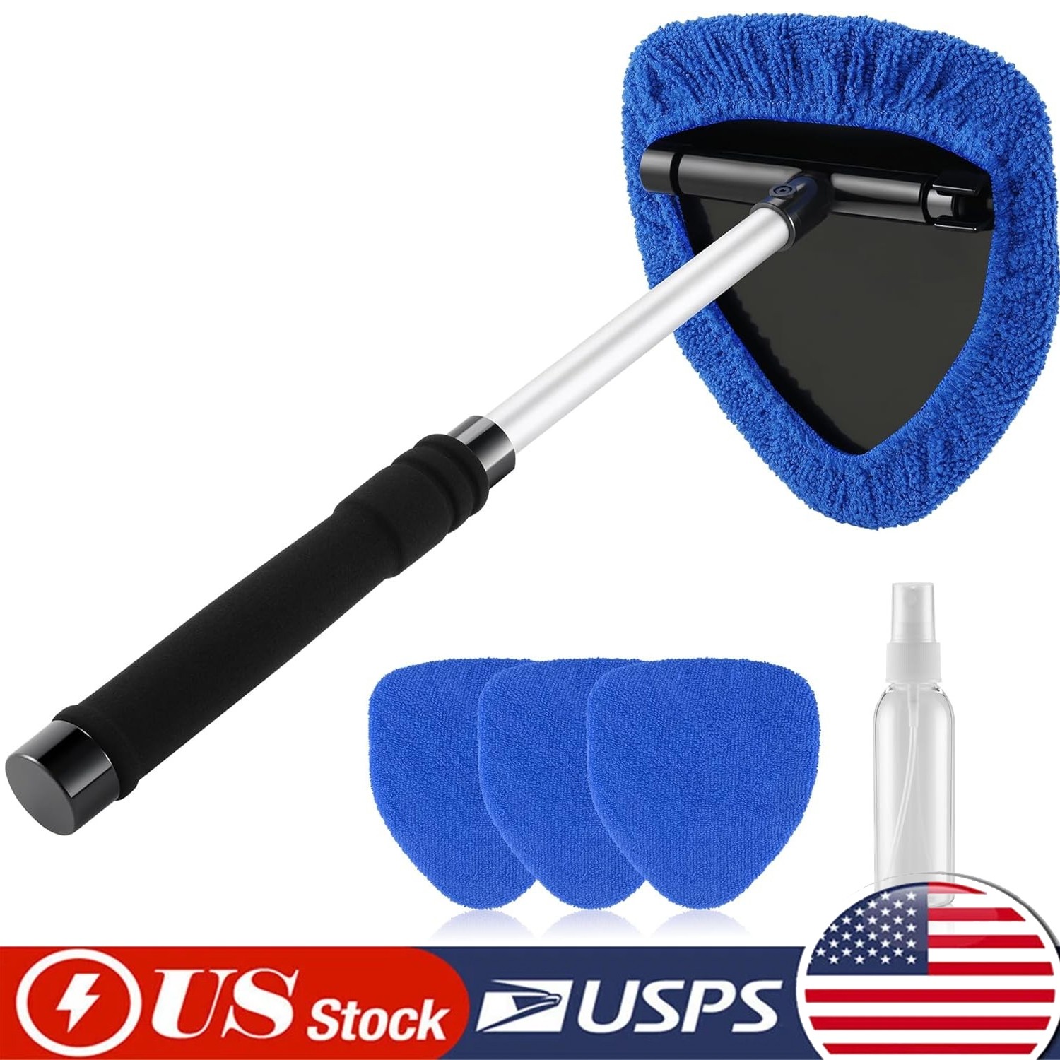 Cleaning Tool Kit Car Window Glass Wiper Cleaner Brush Pad Extendable Windshield