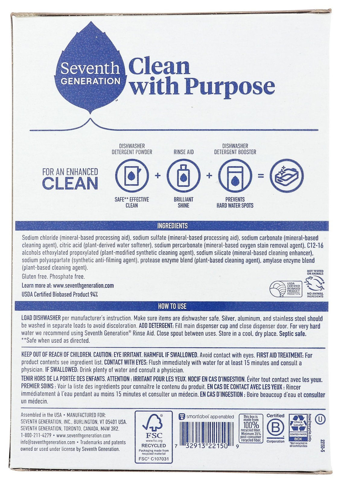 Plant Based Dishwasher Detergent Powder 87 Percent Bio Based Eco Friendly Clean