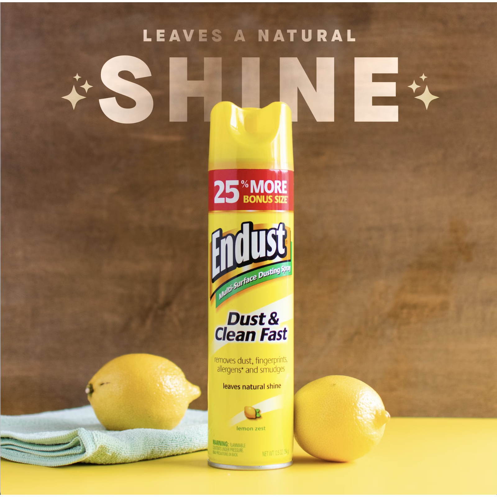 Endust Multi-Surface Dusting and Cleaning Spray, Lemon Zest, Aerosol, 12.5 oz.