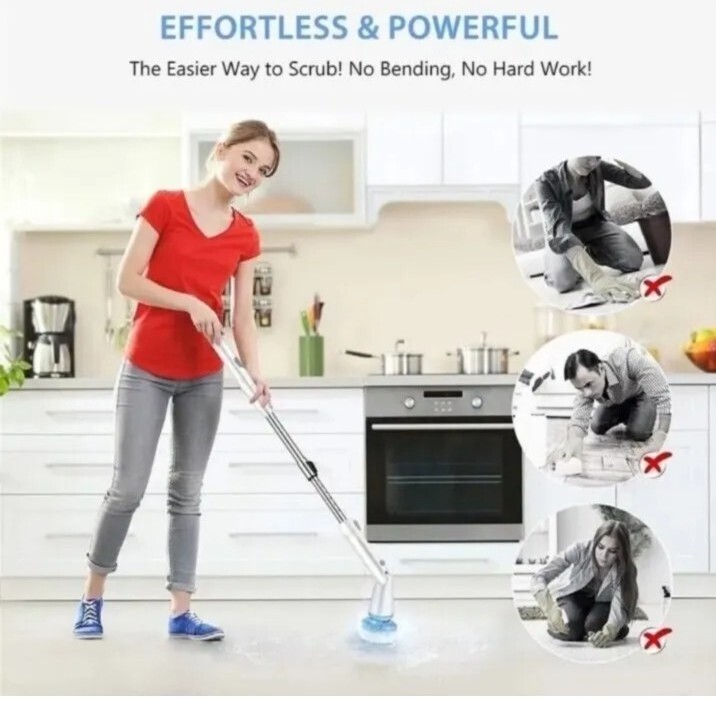 Electric Scrubtastic Rechargeable Cordless Spin Scrubber 4 Head Car Cleaning Mop