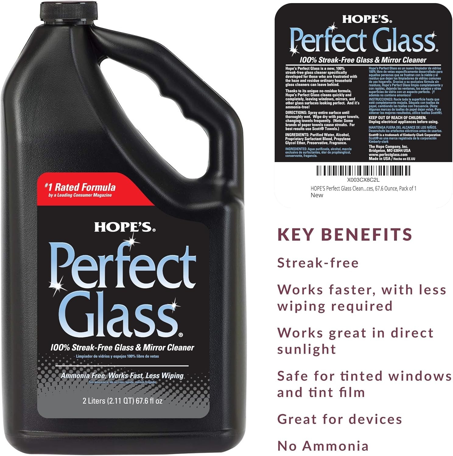 Perfect Glass Cleaner Spray Refill, Streak-Free, Ammonia-Free Window, Mirror,…
