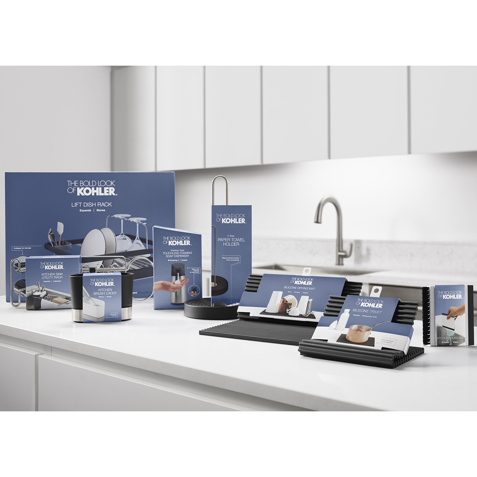 KOHLER Kitchen Sink Squeegee and Countertop Brush, Multi-Purpose, Cleans Wet …