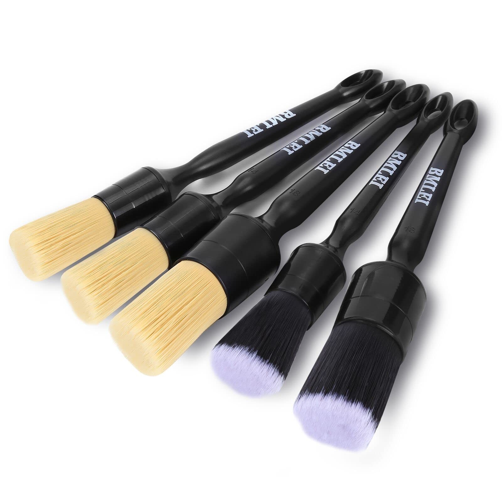 5pcs Car Detailing Brushes Set, Boars Hair Auto Car Detail Brush Kit No Scrat…