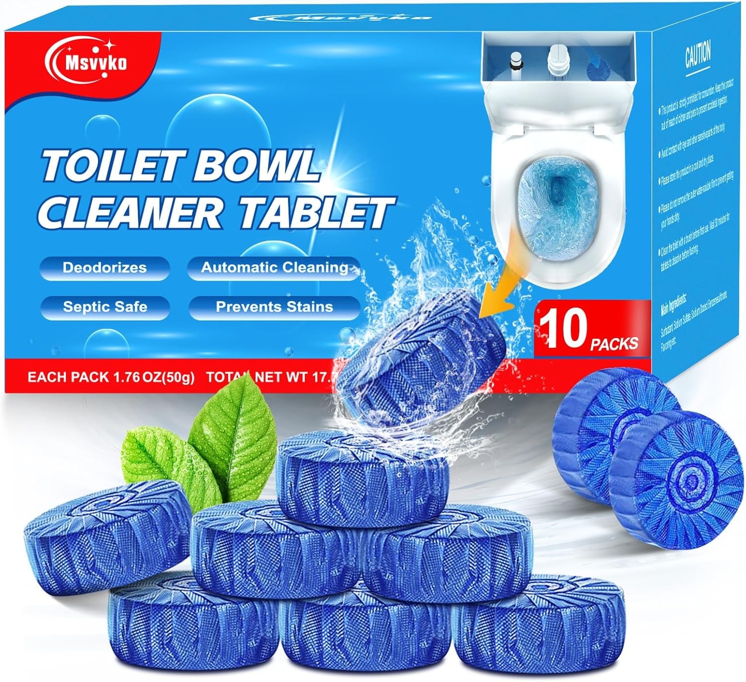 Toilet Bowl Cleaner Tablets Blue Toilet Tank Cleaners, Septic-Safe Hard Water St