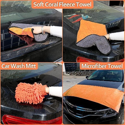 Car Cleaning Kit, Car Washing Kits for Vehicles, Car Detailing Kit Orange