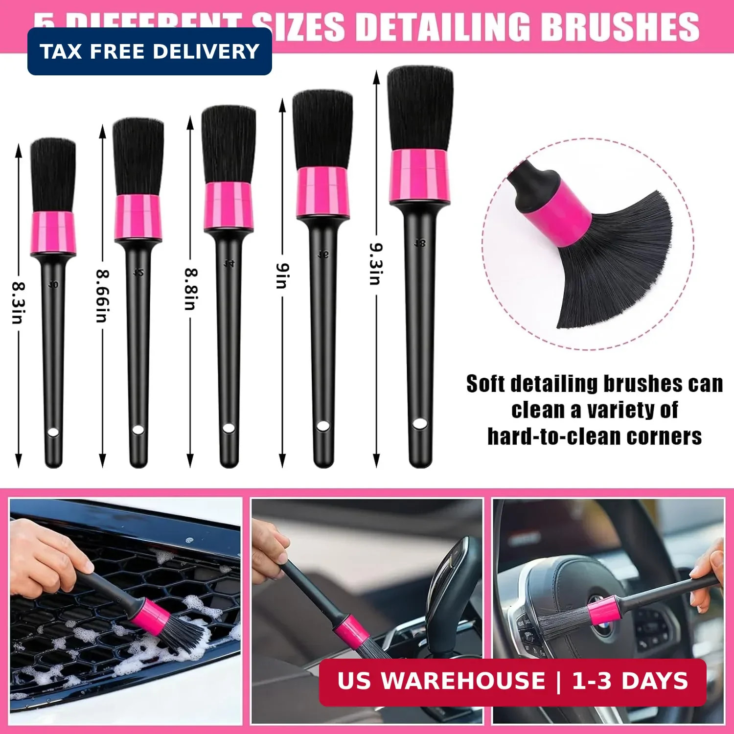 Windshield Cleaner Tool, 17Pcs Car Interior Detailing Kit, Detailing Brush, Towe
