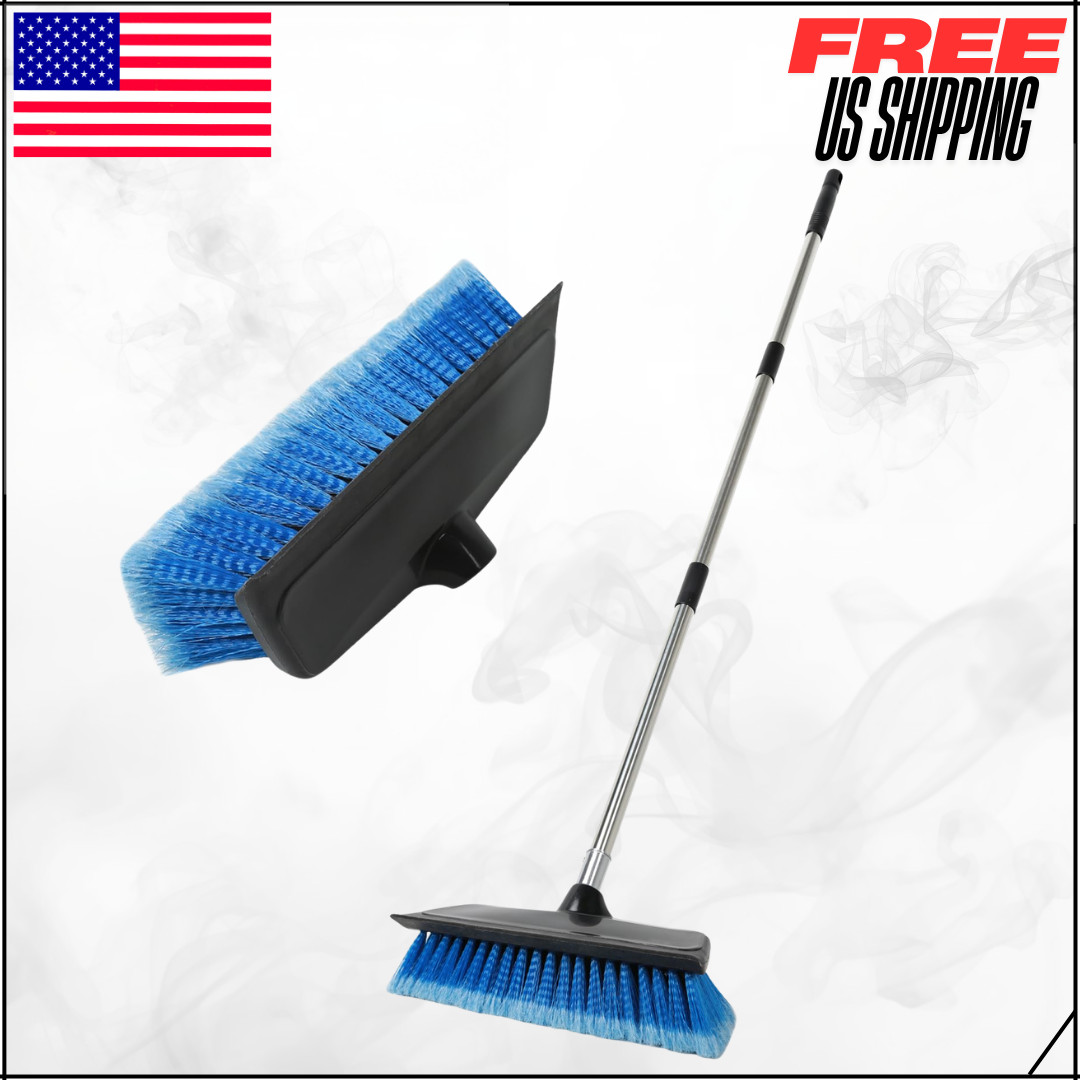 Car Wash Brush W/ Long Handle Squeegee Rubber Bumper Soft Bristle Extendable 52″