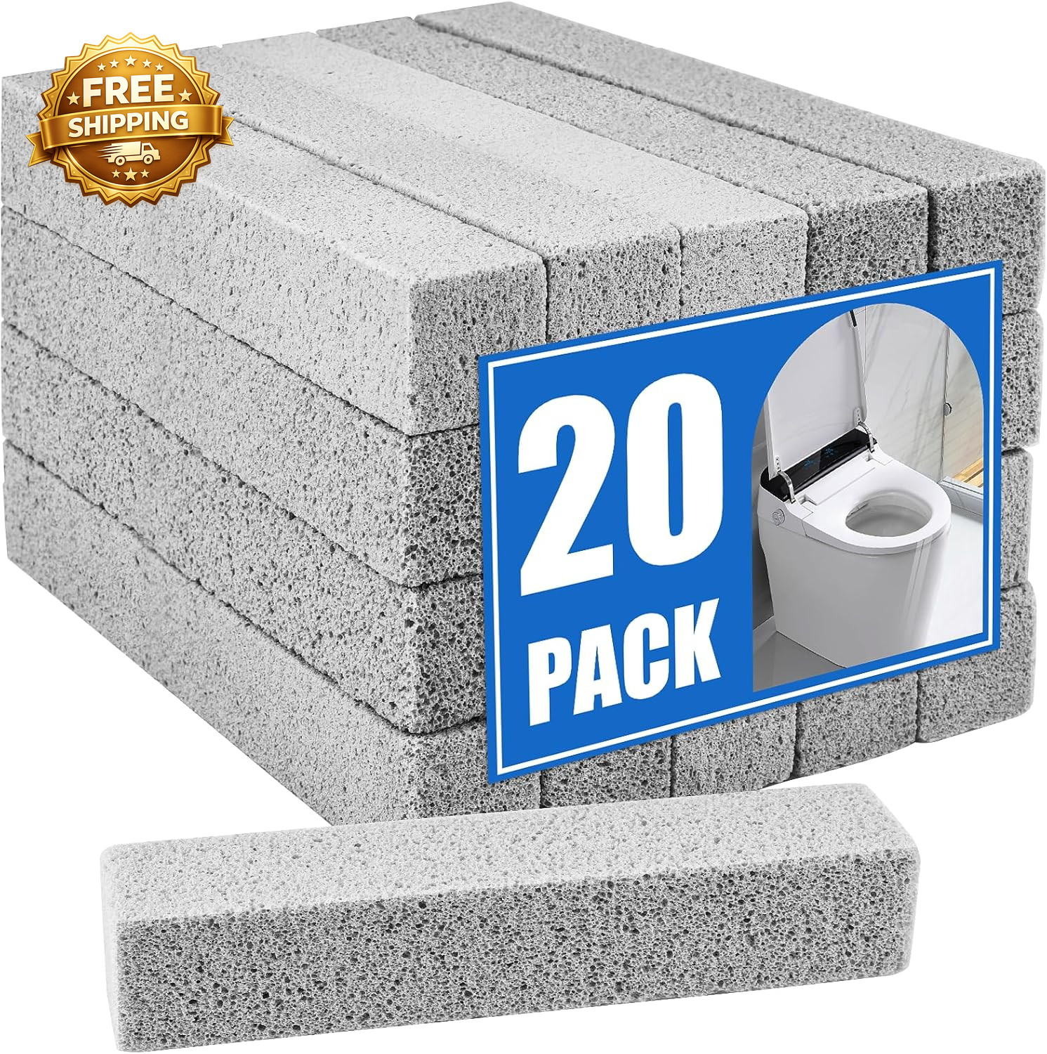 20 Pack Pumice Stone Toilet Bowl Cleaner Pumice Stone for Cleaning Stick Hard Wa