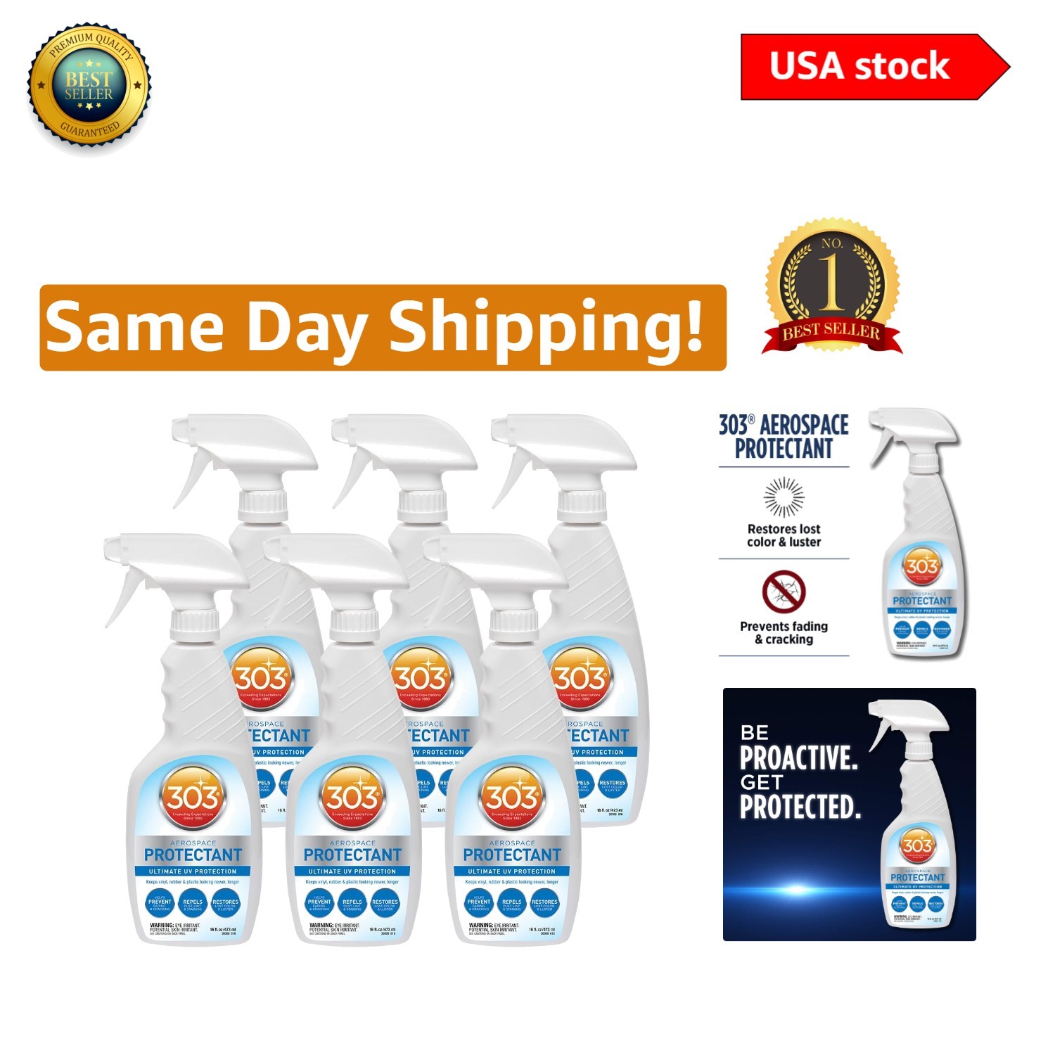 303 Aerospace Protectant Spray, 16 Fl. Oz. – Ultimate UV & Dirt Defense (6 Pack)