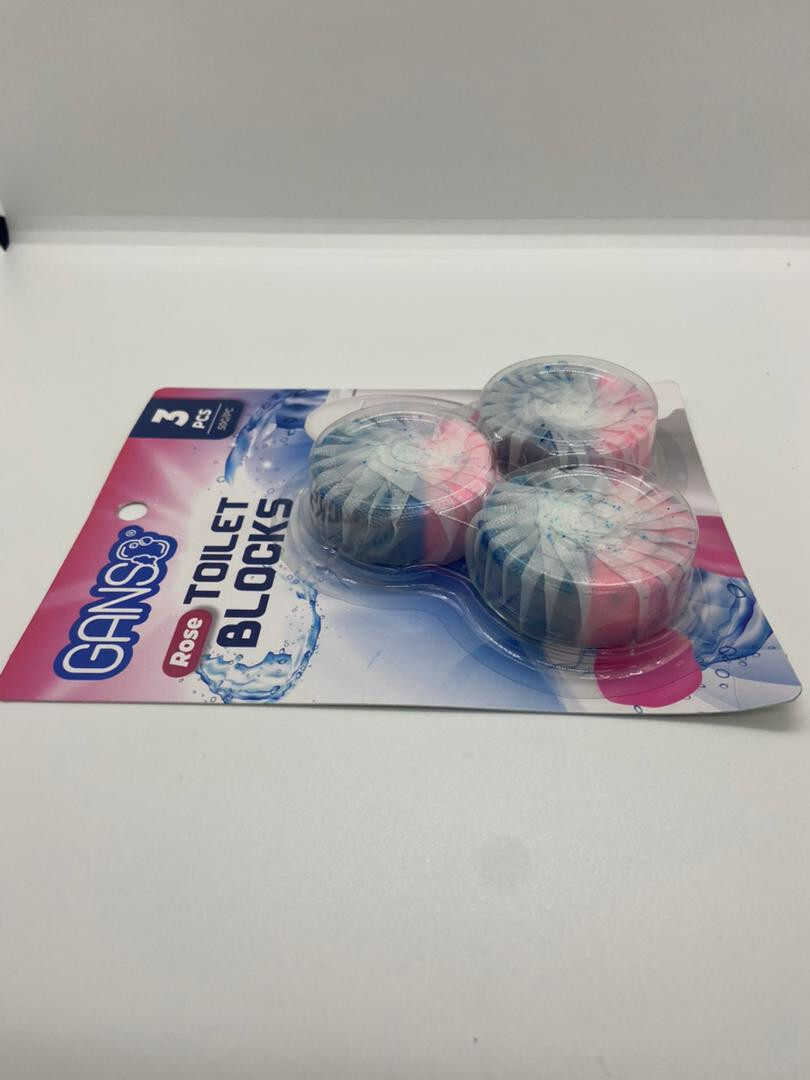 GANSO Rose Scent Toilet Bowl Cleaner Blocks – 3 Pack, Long-Lasting Freshness,