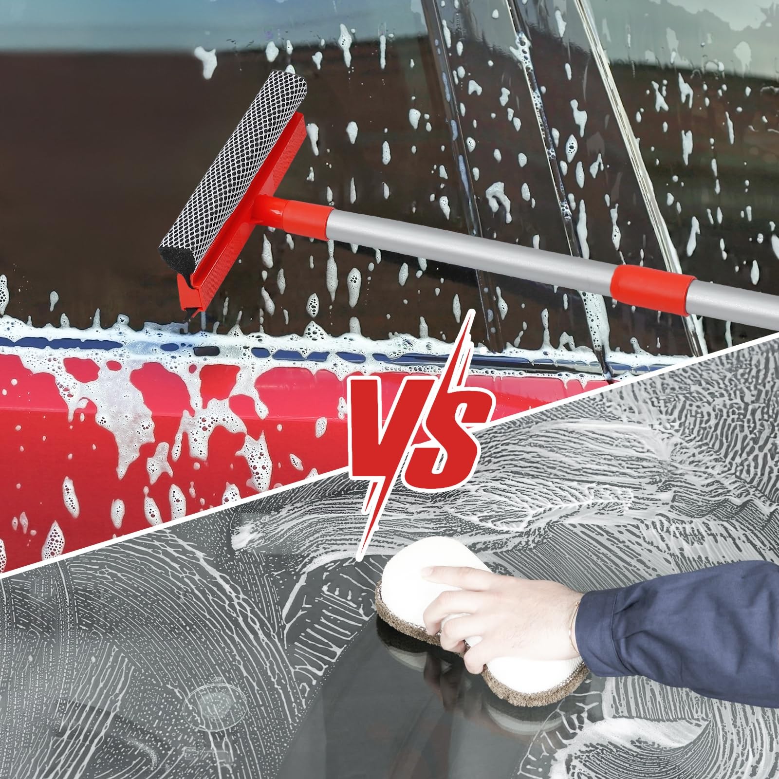 MAVRIZ Windshield Cleaner Tool 2 in 1 Car Window Squeegee with Extendable Handle