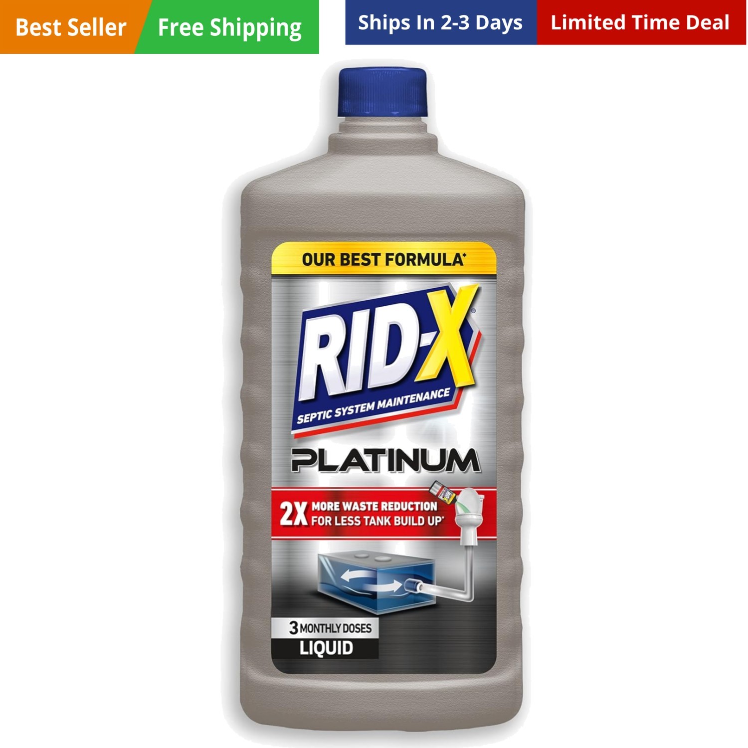 Septic Tank Treatment Platinum Liquid – 3 Supply – Our Best Formula with x2 …