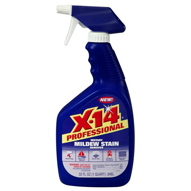 X-14 Professional Instant Mildew Stain Remover, Non-Aerosol, 32 Oz. (Pack of 5)
