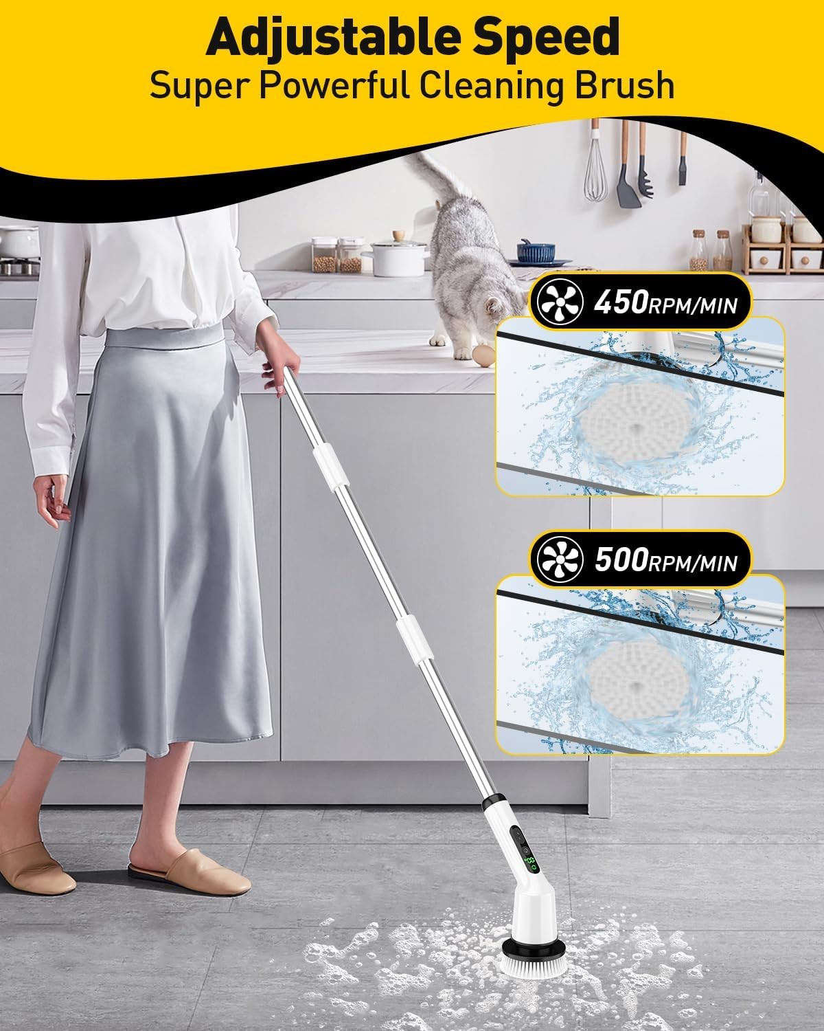 Electric Spin Scrubber for Cleaning Bathroom, Shower Scrubber Cordless Cleaning
