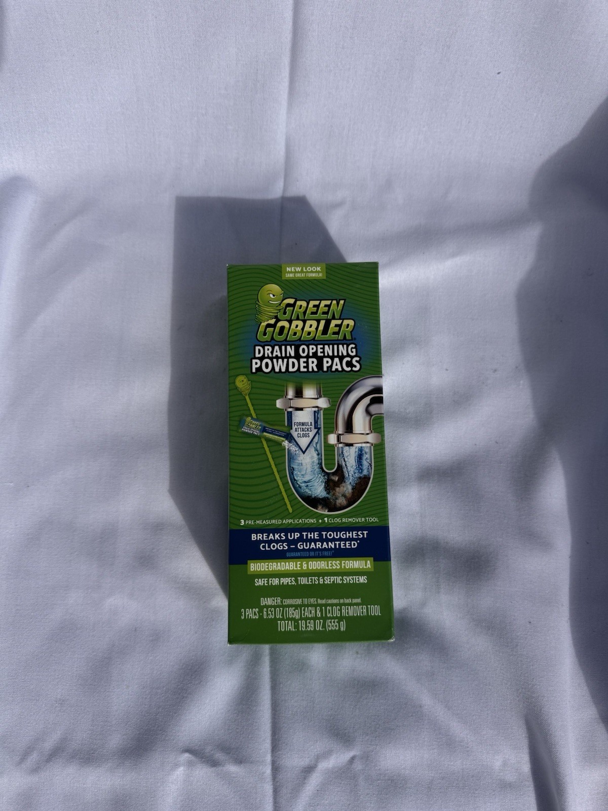 Green Gobbler Drain Clog Remover Powder 3 Packs & 3 Snakes Lime Scented Cleaner