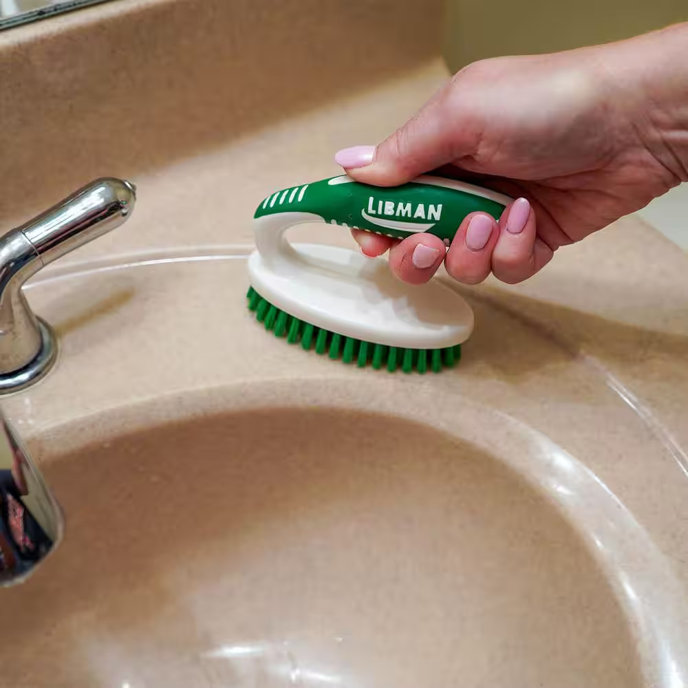Small Space Scrub Brush with 32 oz Spray Bottle Heavy Duty Grout Corner Cleaner