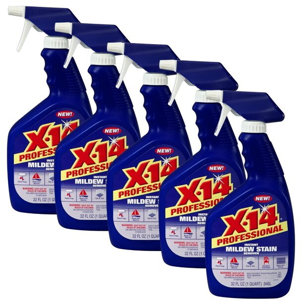 X-14 Professional Instant Mildew Stain Remover, Non-Aerosol, 32 Oz. (Pack of 5)