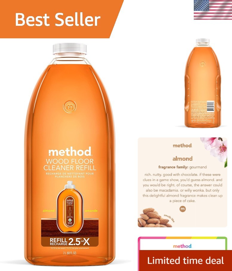 Method Squirt + Mop Hardwood Floor Cleaner Refill, Almond, 68 Ounce