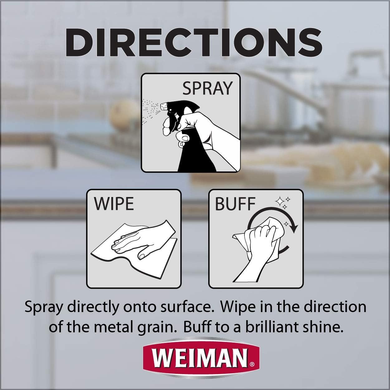 Weiman Stainless Steel Cleaner and Polish – Streak-Free Shine for Refrigerators,