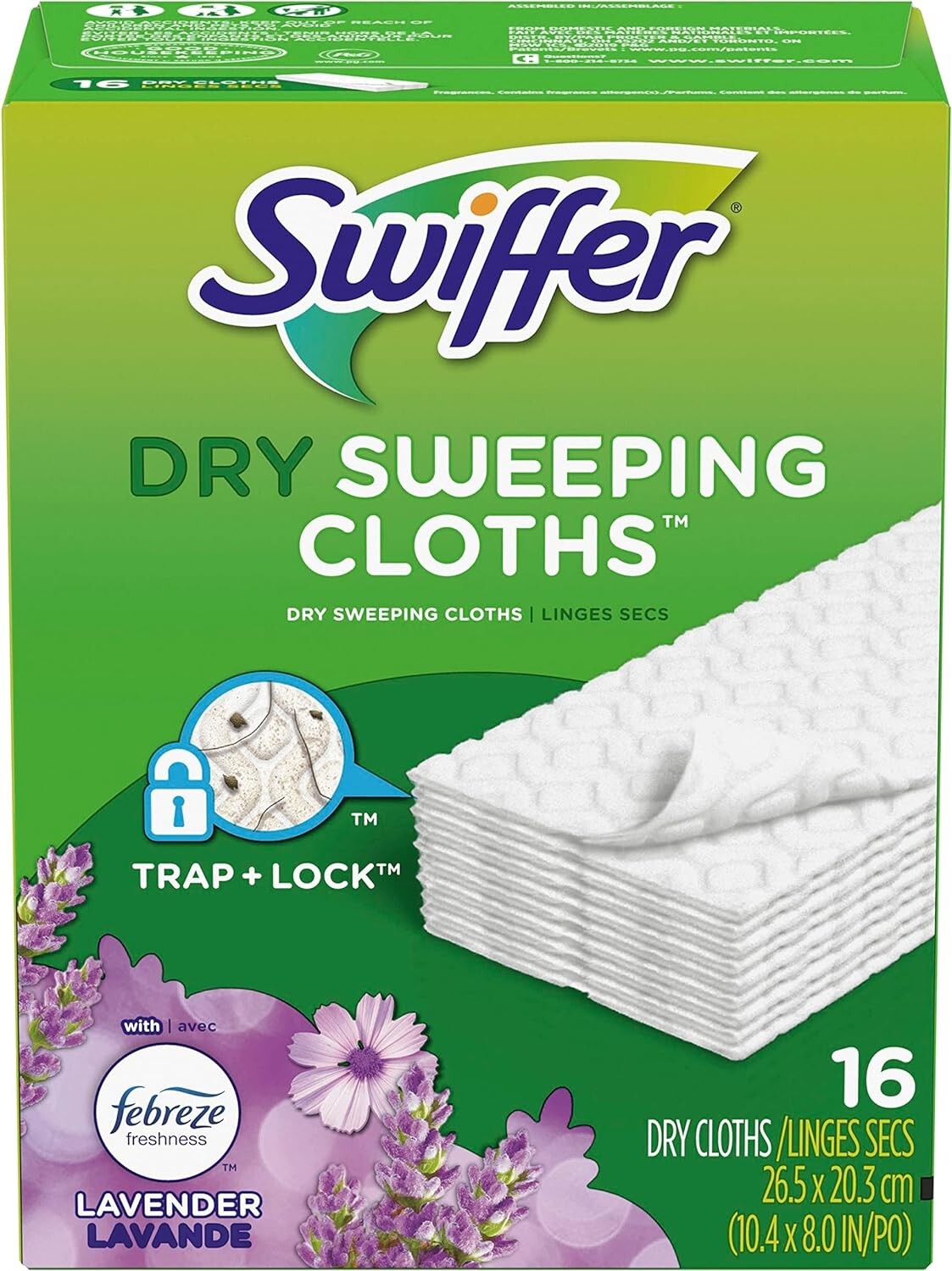 Swiffer Dry Sweeping Cloths w/Febreze Lavender, 16 Dry Cloths, Boxes Are Damaged