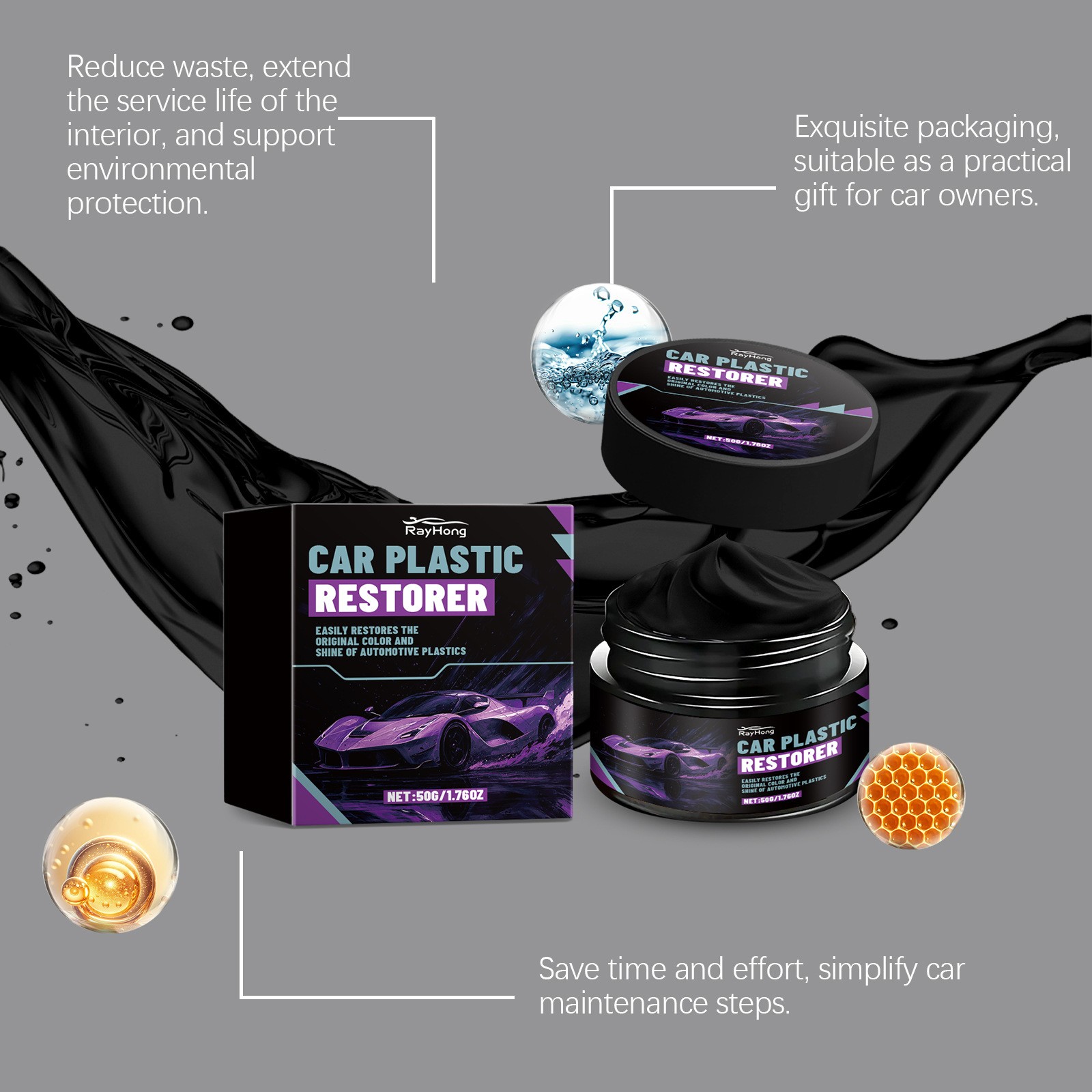 Plastic Restorer For Cars,Scratch Repair/Cleaner,Restore Faded Plastic Surfaces