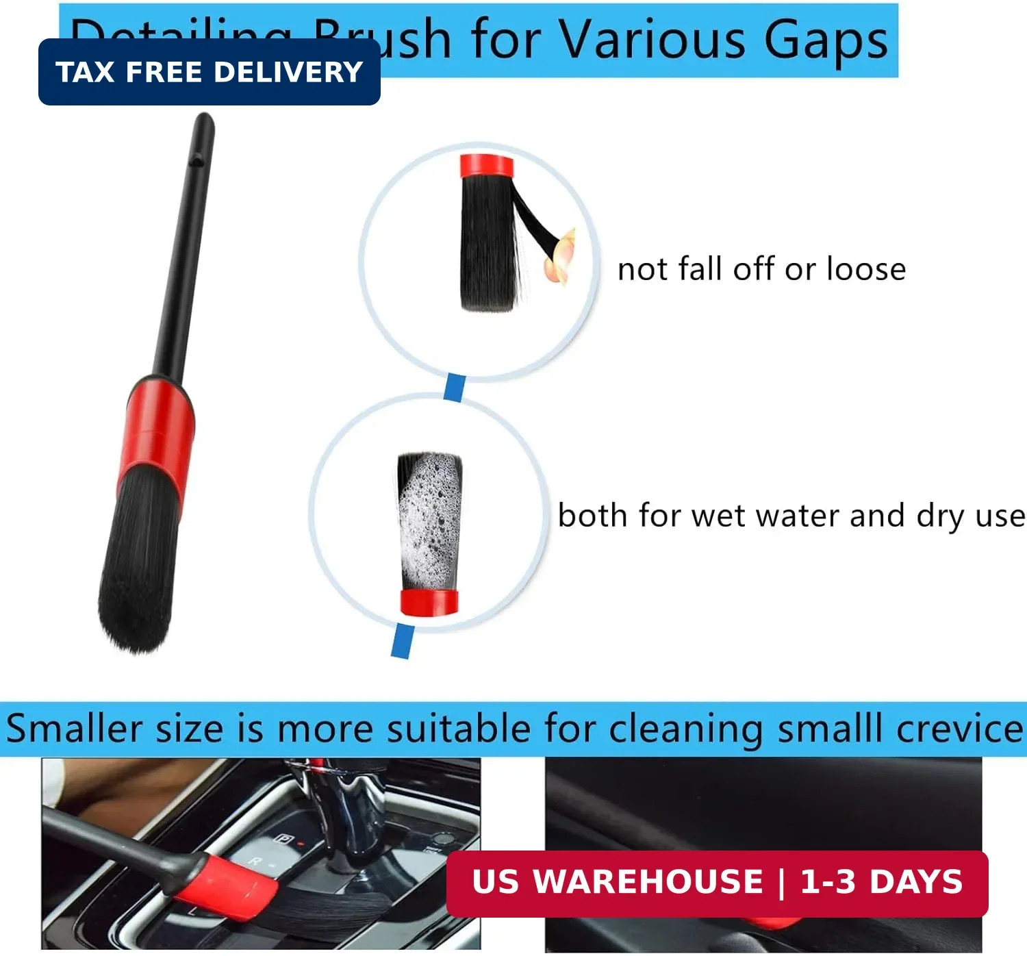 Fitosy Car Interior Duster Detail Brush Cleaning Gel Kit, Soft Dash Vent Dusting