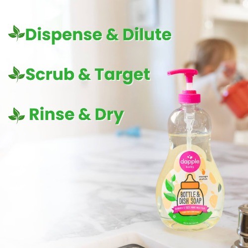 Dapple Baby Bottle & Dish Soap – Mango Melon Scent – 16.9 fl oz