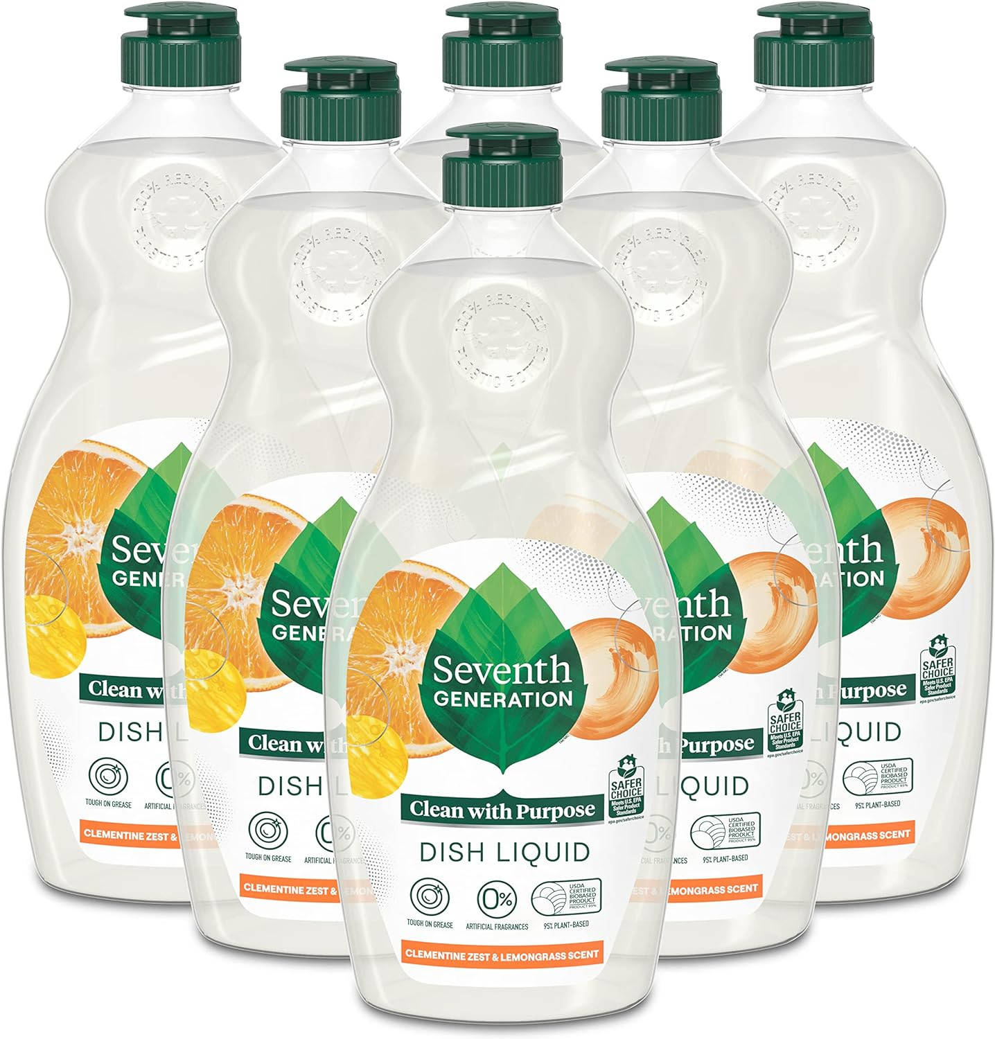 Dish Liquid Soap Clementine Zest Lemongrass Pack of 6 Dishwashing Soap Liquid So