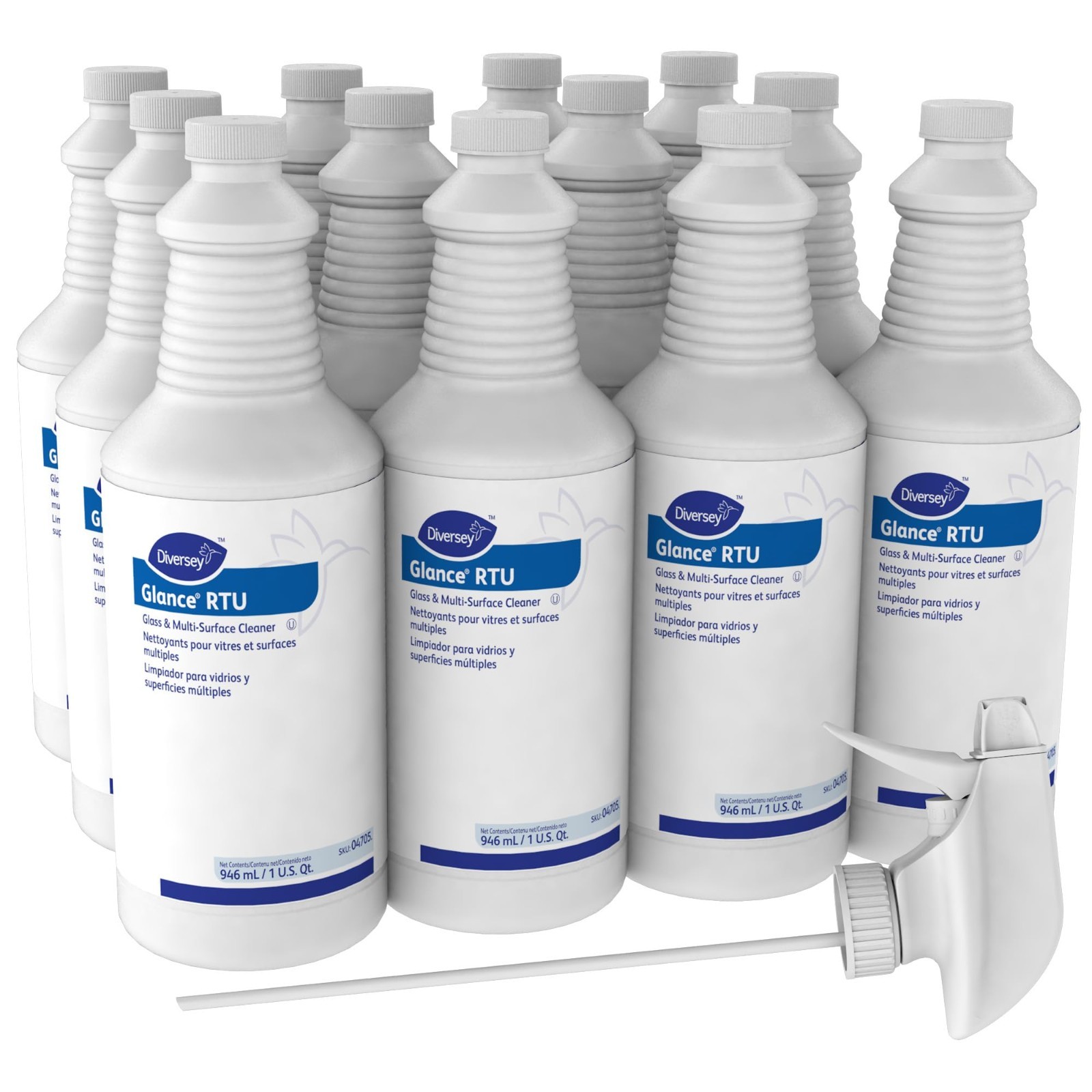 Multi-Surface & Glass Cleaner 32 oz, 12 Pack – Streak-Free Shine, Powerful Formu