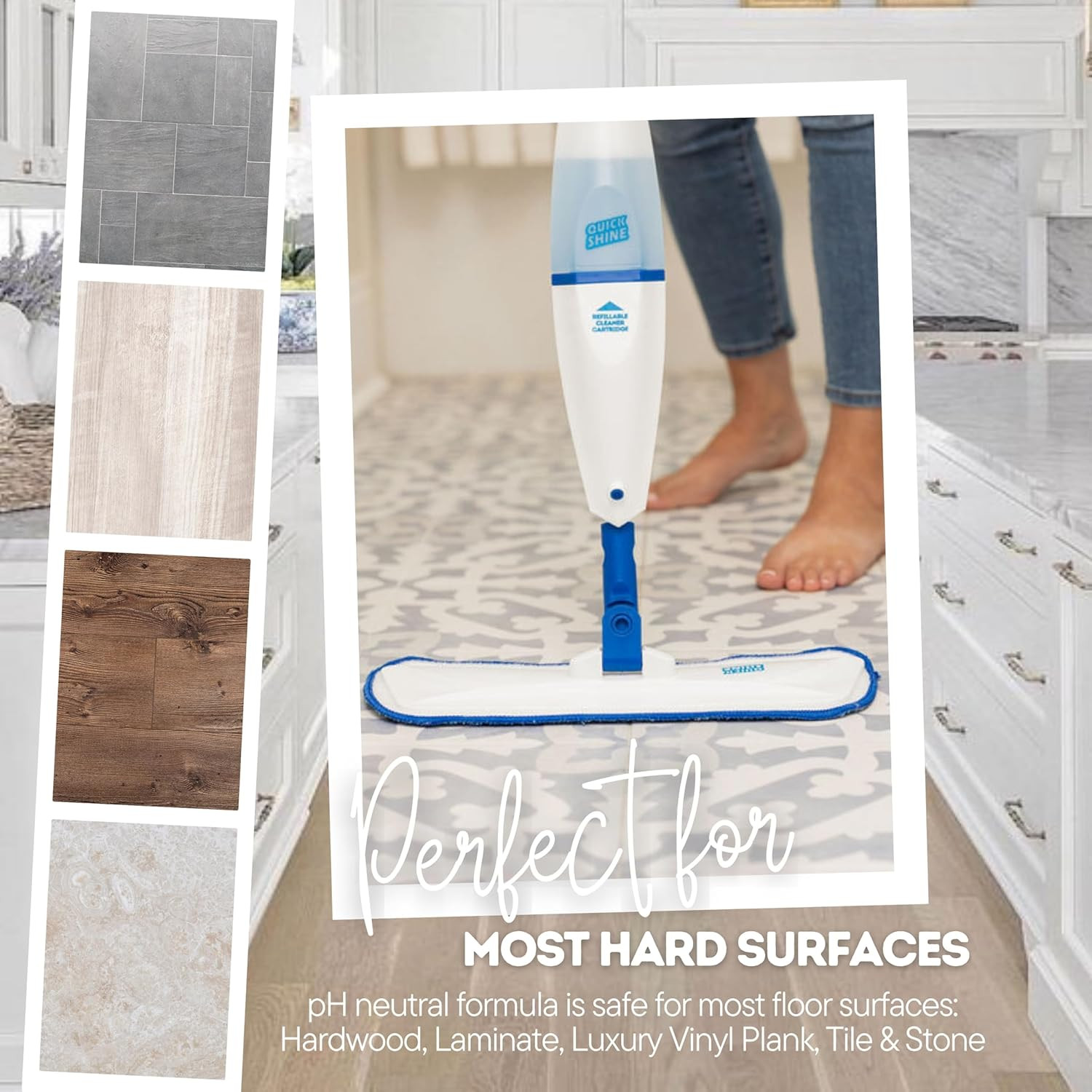 Quick Shine Multi Surface Floor Cleaner, Ready to Use-Streak Free-No Rinse 64Oz