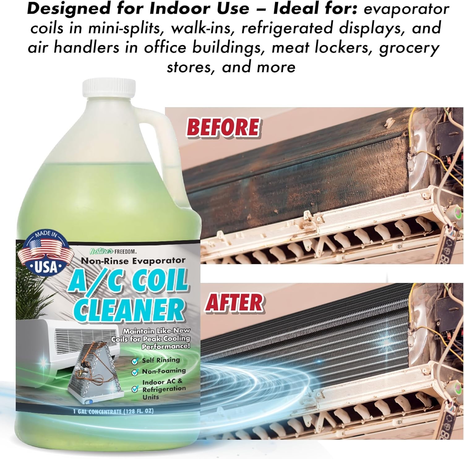 AC Coil Cleaner – 1 Gallon No Rinse Coil Cleaner for Air Conditioners