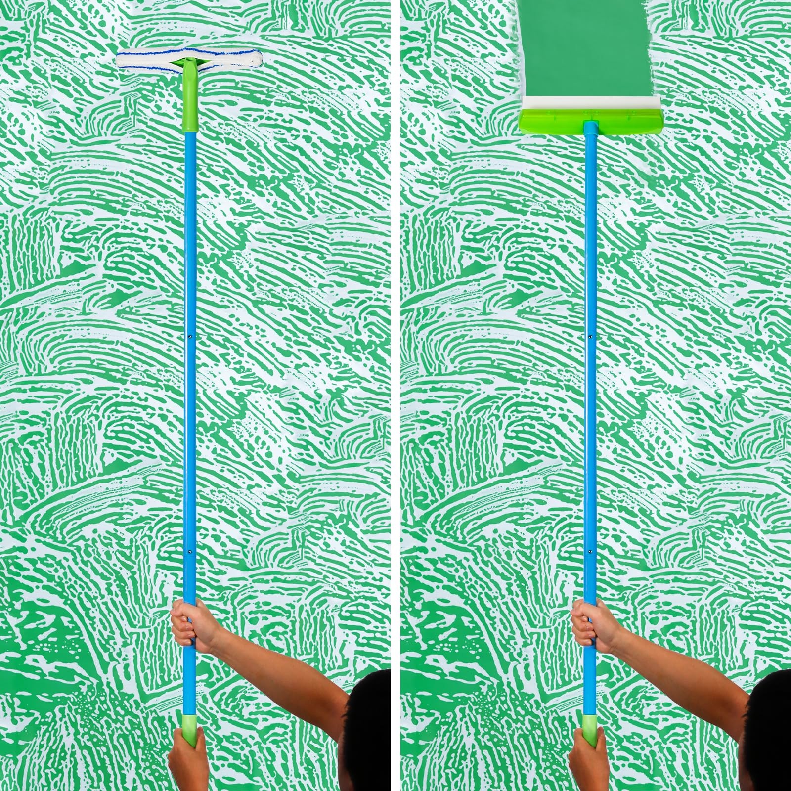 Flexible Silicone Squeegee T-Bar Water Blade Microfiber Scrubber with Long Ha…