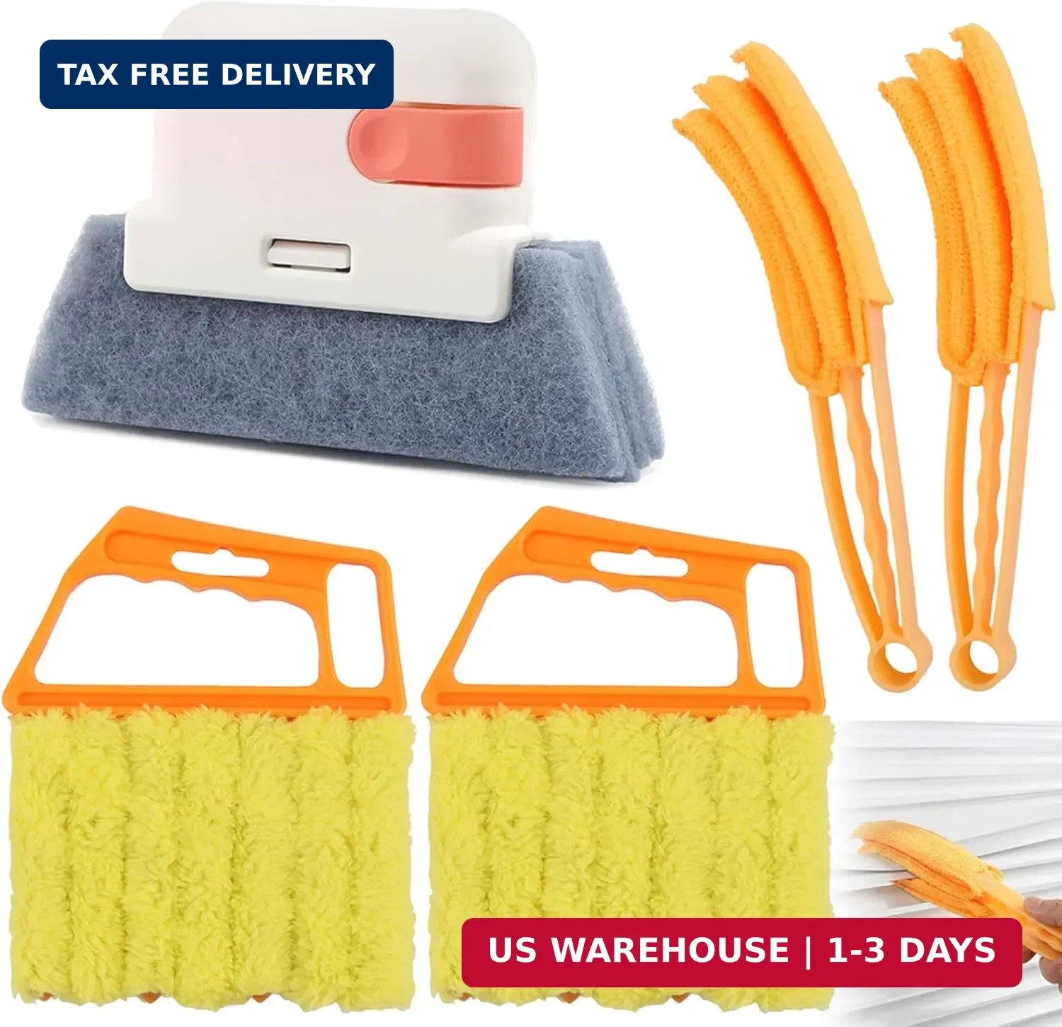 5Pcs Window Blind Cleaning Set, Washable 7 Fingers Duster Brush Dusting Cleaner