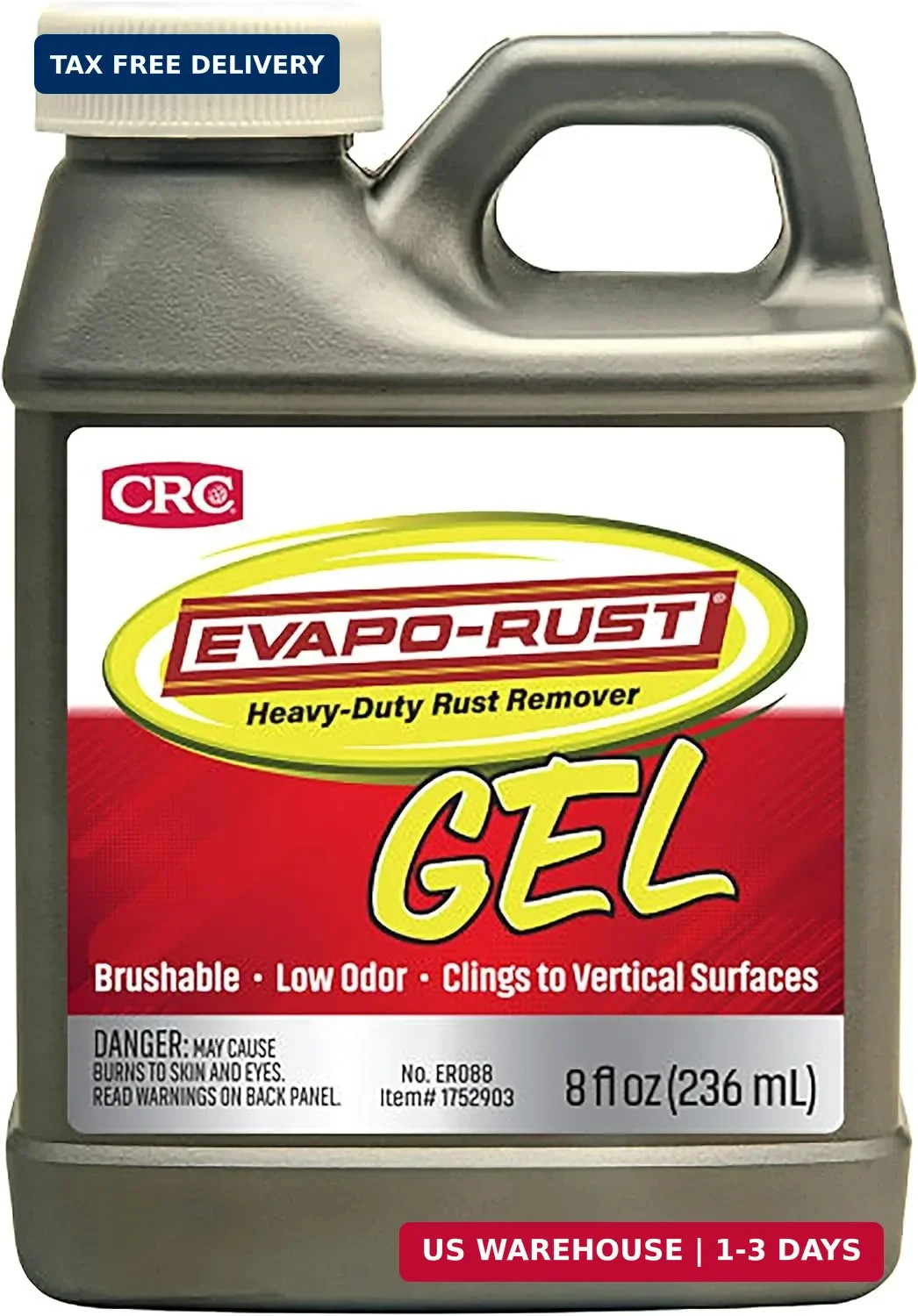 CRC Evapo-Rust Gel Rust Remover, 8 Fl Oz, Rust Remover for Vertical Surfaces, El