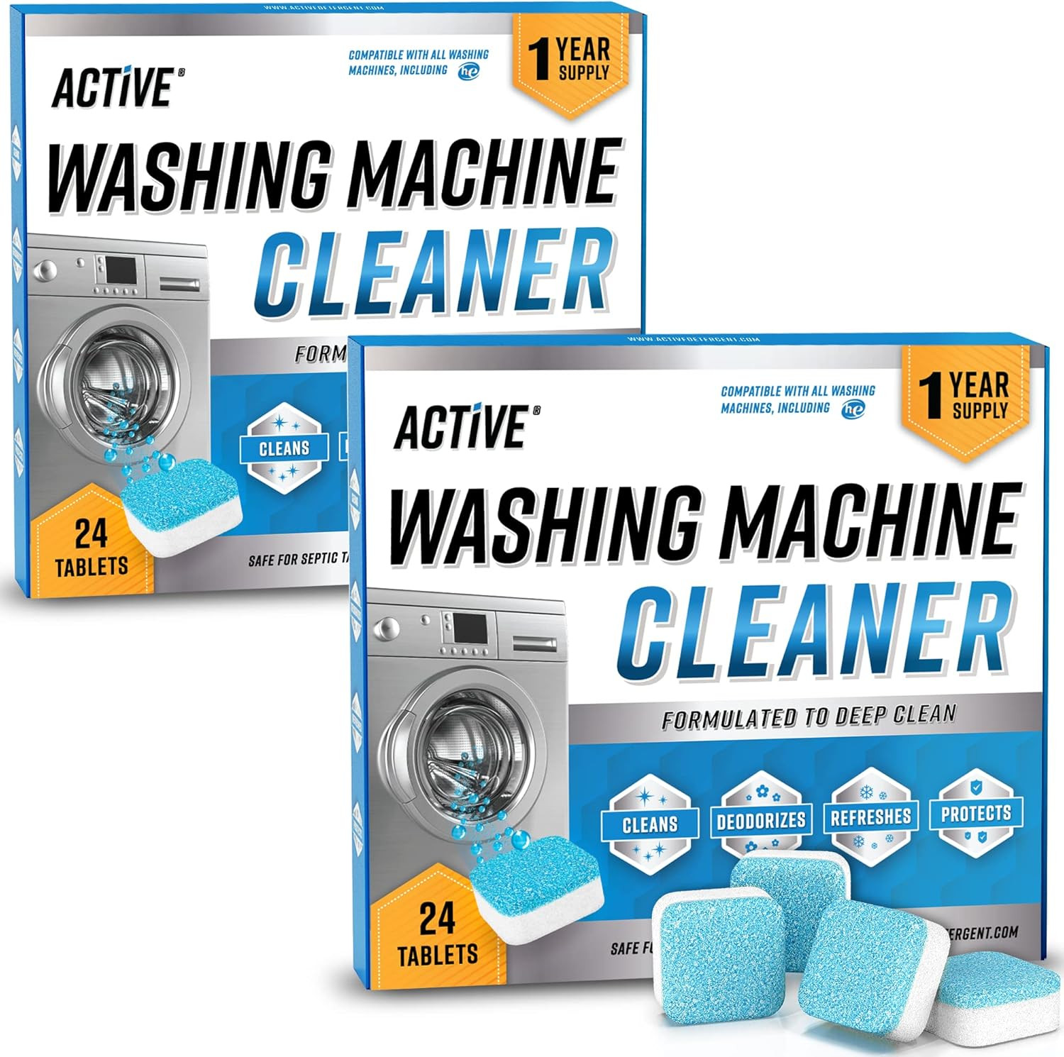Washing Machine Deep Cleaning Tablets for Front Top Load Washer Septic Safe
