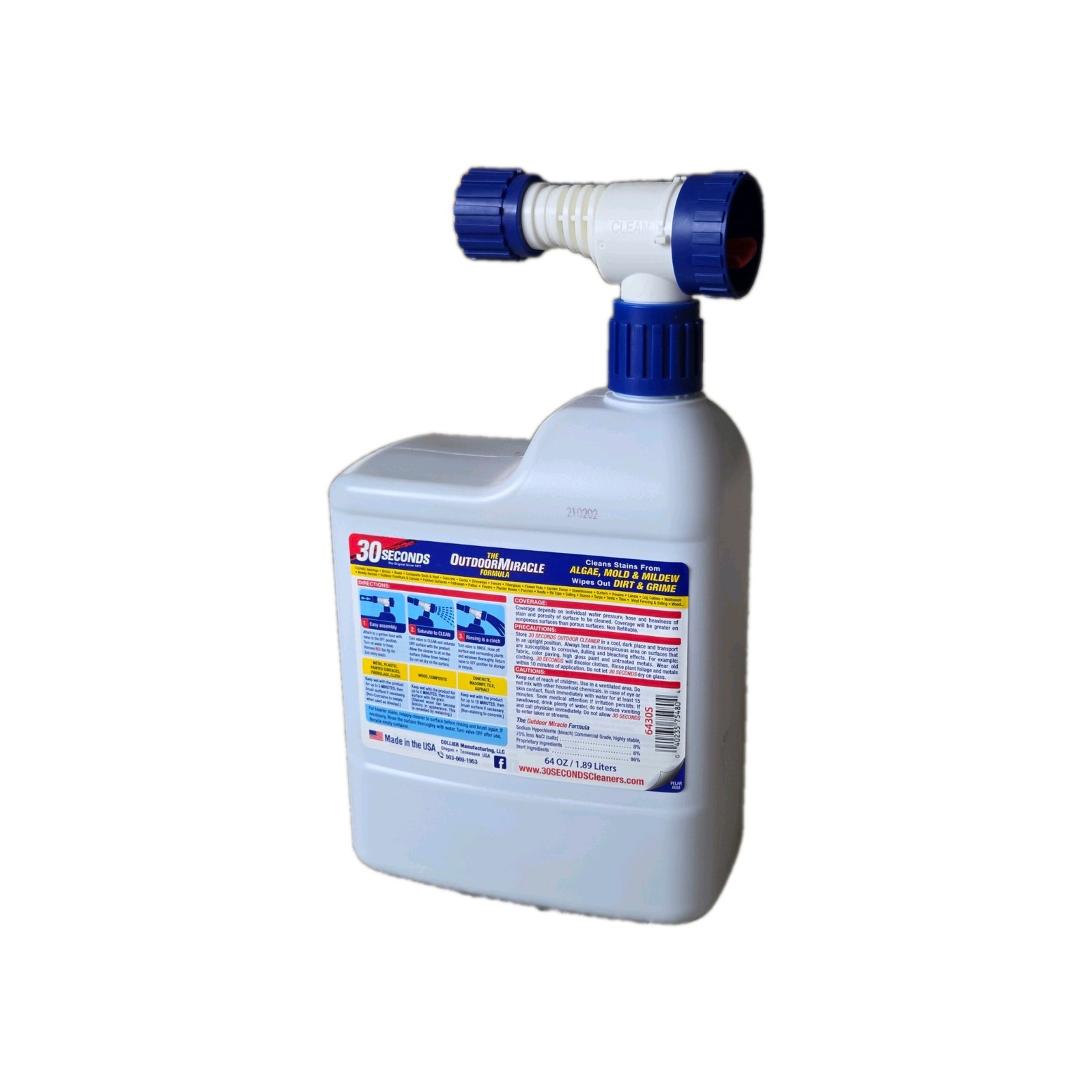 30 seconds Outdoor Cleaner 64oz Ready To Spray Nozzle, For Algae, Mold & Mildew