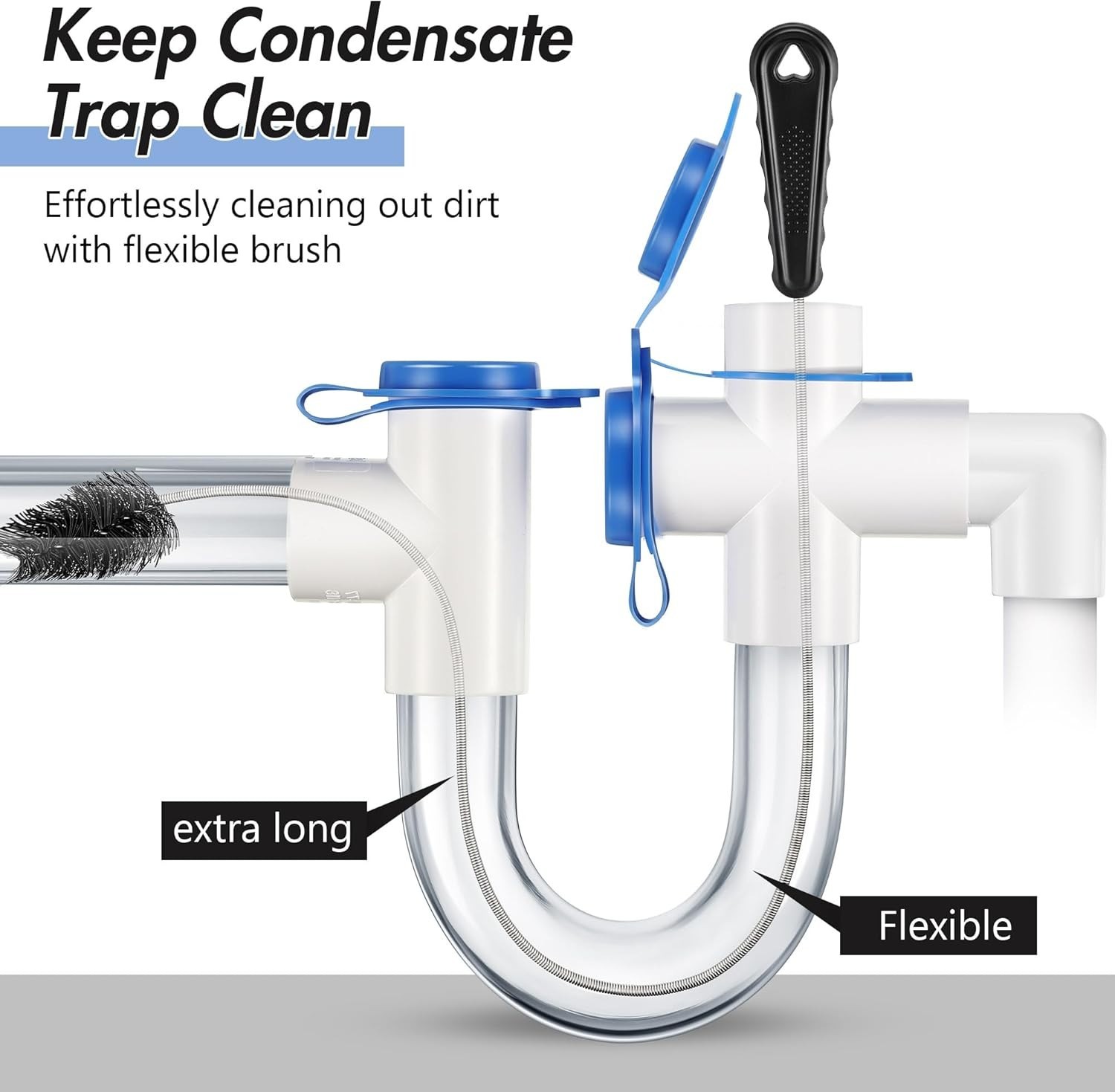 Effortless 48 Inch Flexible Cleaning Brushes for HVAC Condensate Traps – 3 Pack
