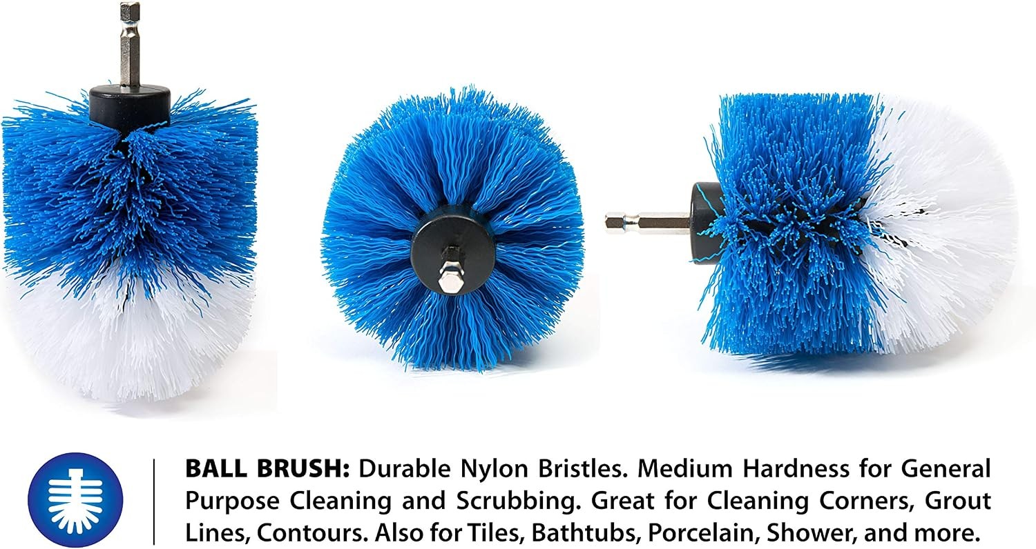 RevoClean Drill Brush Set: 4-Piece Power Scrubber for Tile, Grout, Shower