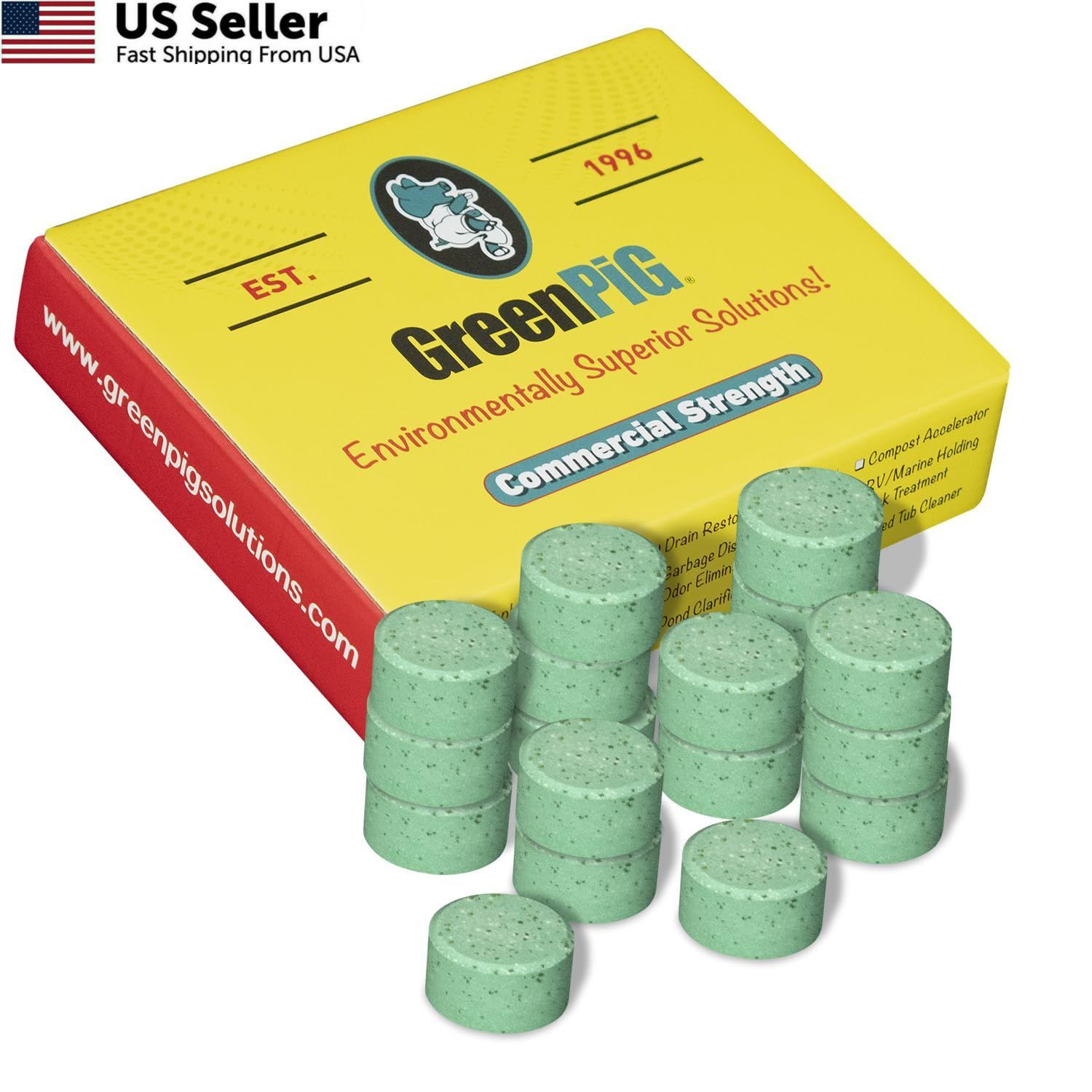 Green Pig Septic Tank Treatment Pucks – Enzyme & 18 Count (Pack of 1)