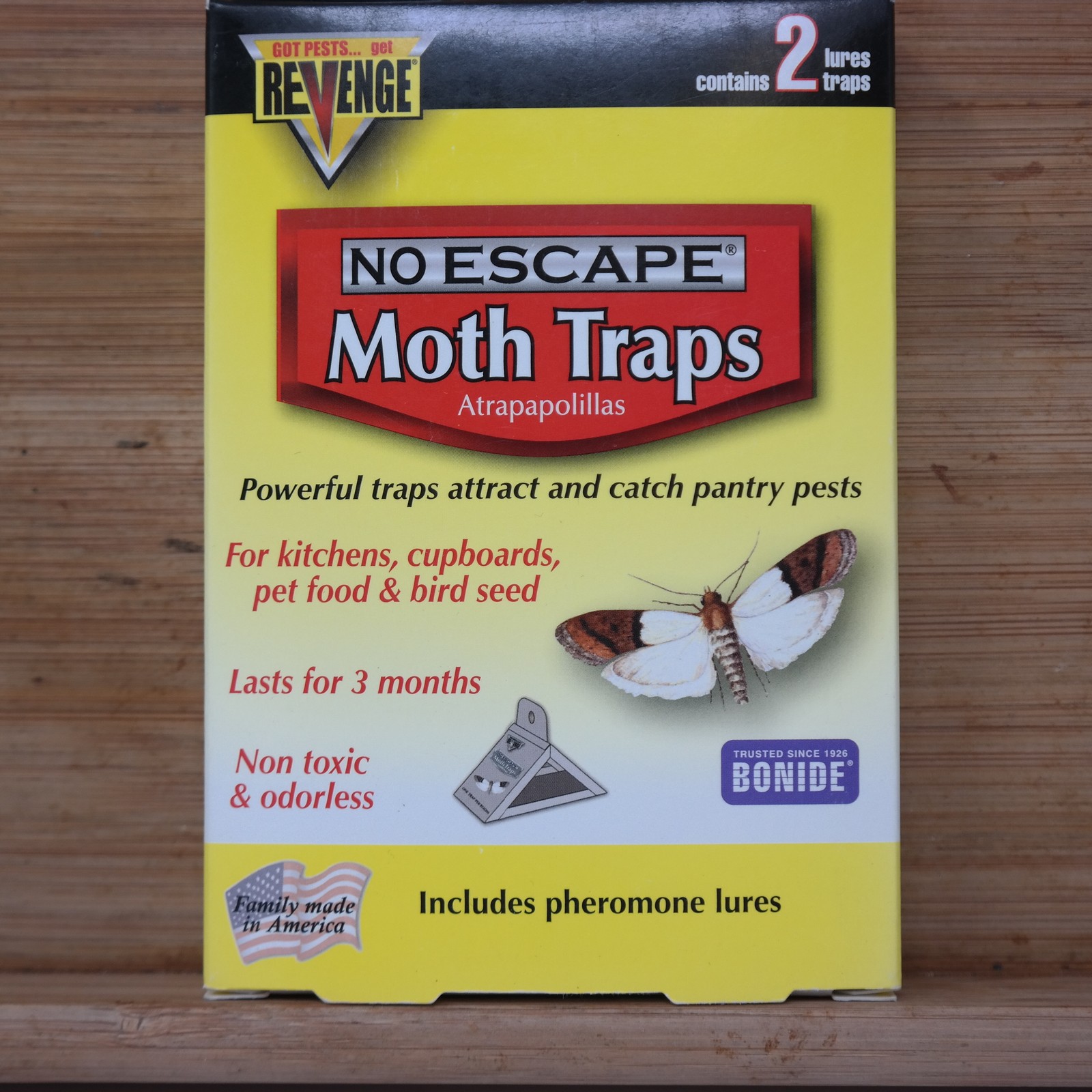 REVENGE NO ESCAPE Pantry Moth Traps 2-Pack Non-Toxic Odorless Pheromone Lures