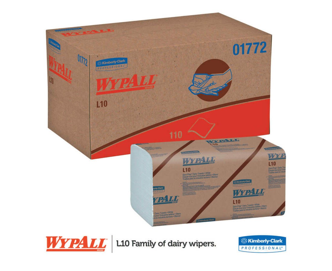 WypAll 01770 Dairy Towels 200 sheet 1 ply White
