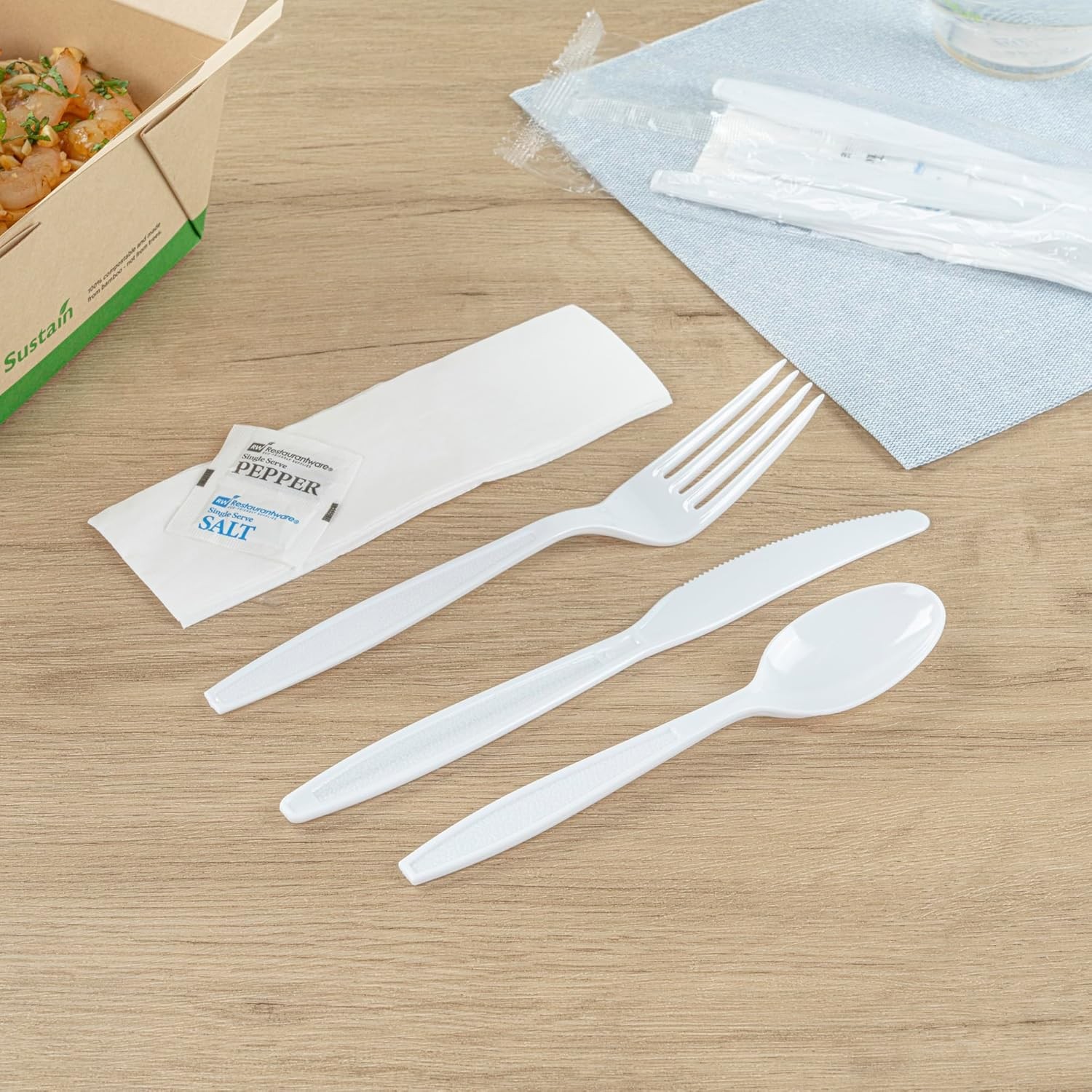 Restaurantware Utensil Kit 500 Pack of Plastic Cutlery Set Individually Wrappe