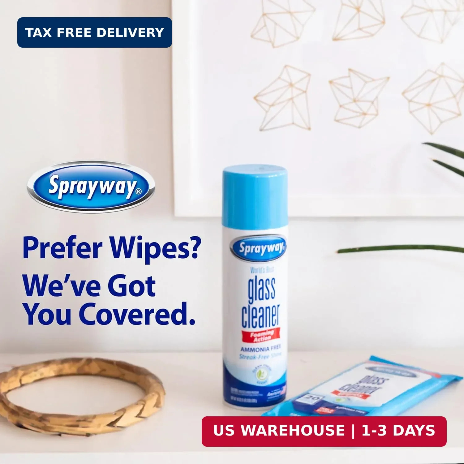 Sprayway Glass Cleaner Foaming Aerosol Spray, 19oz, Pack of 2 | Ammonia-Free, St