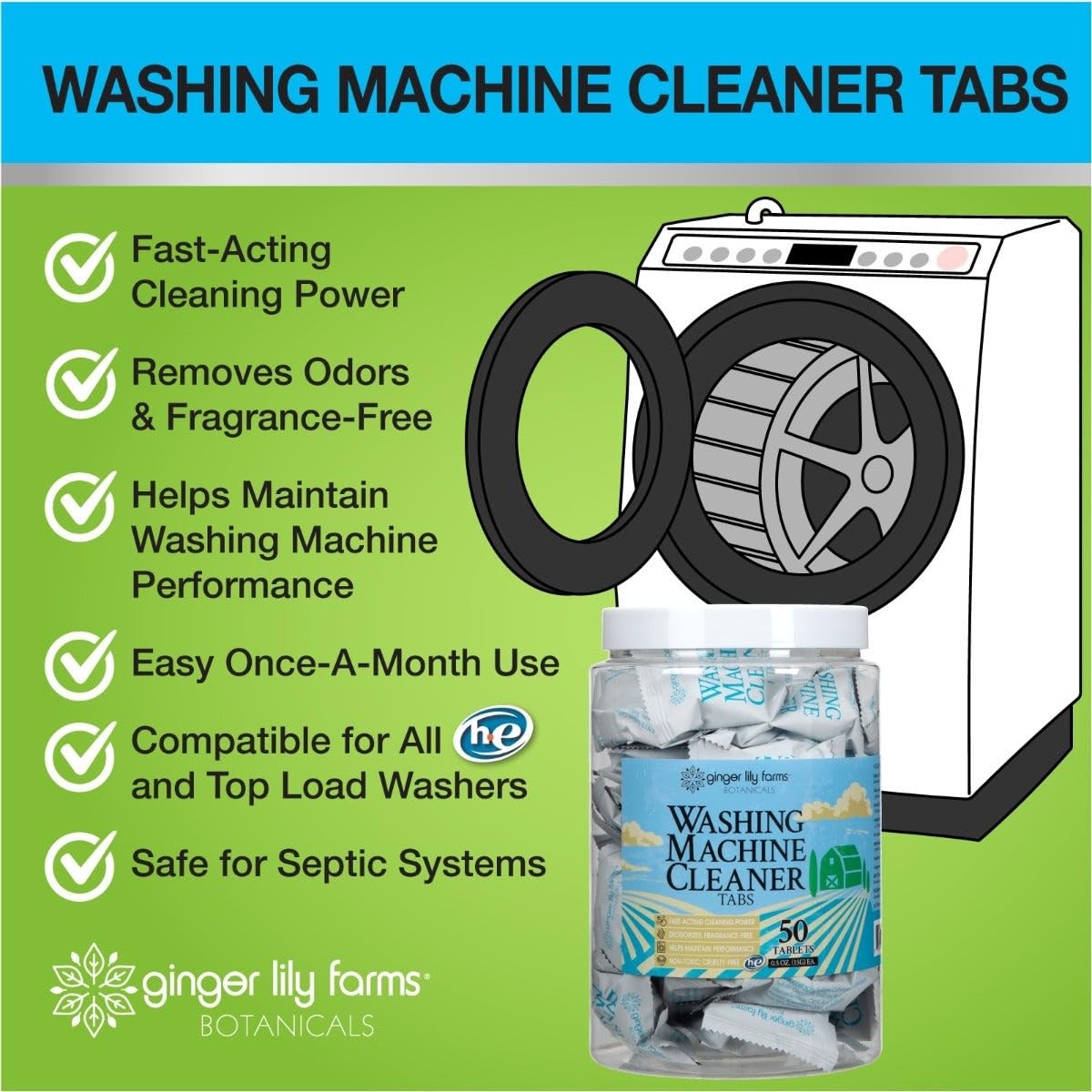 Best Ginger Lily Farms Botanicals Washing Machine Cleaner Tabs Deep Cleaning