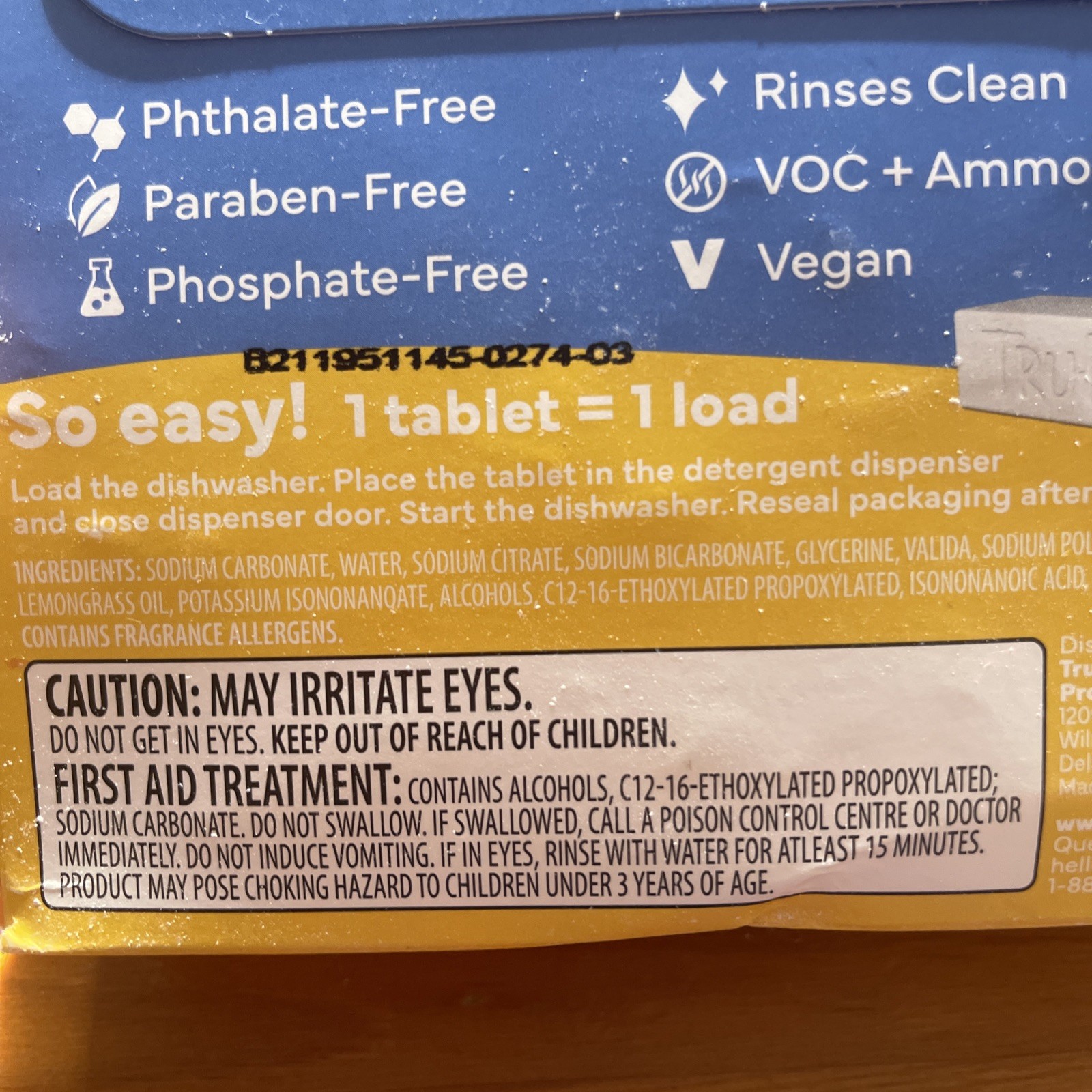 Tru Earth Dishwasher Detergent Tablets Lemon Scent 40 Tablets Cuts Grease X(2)