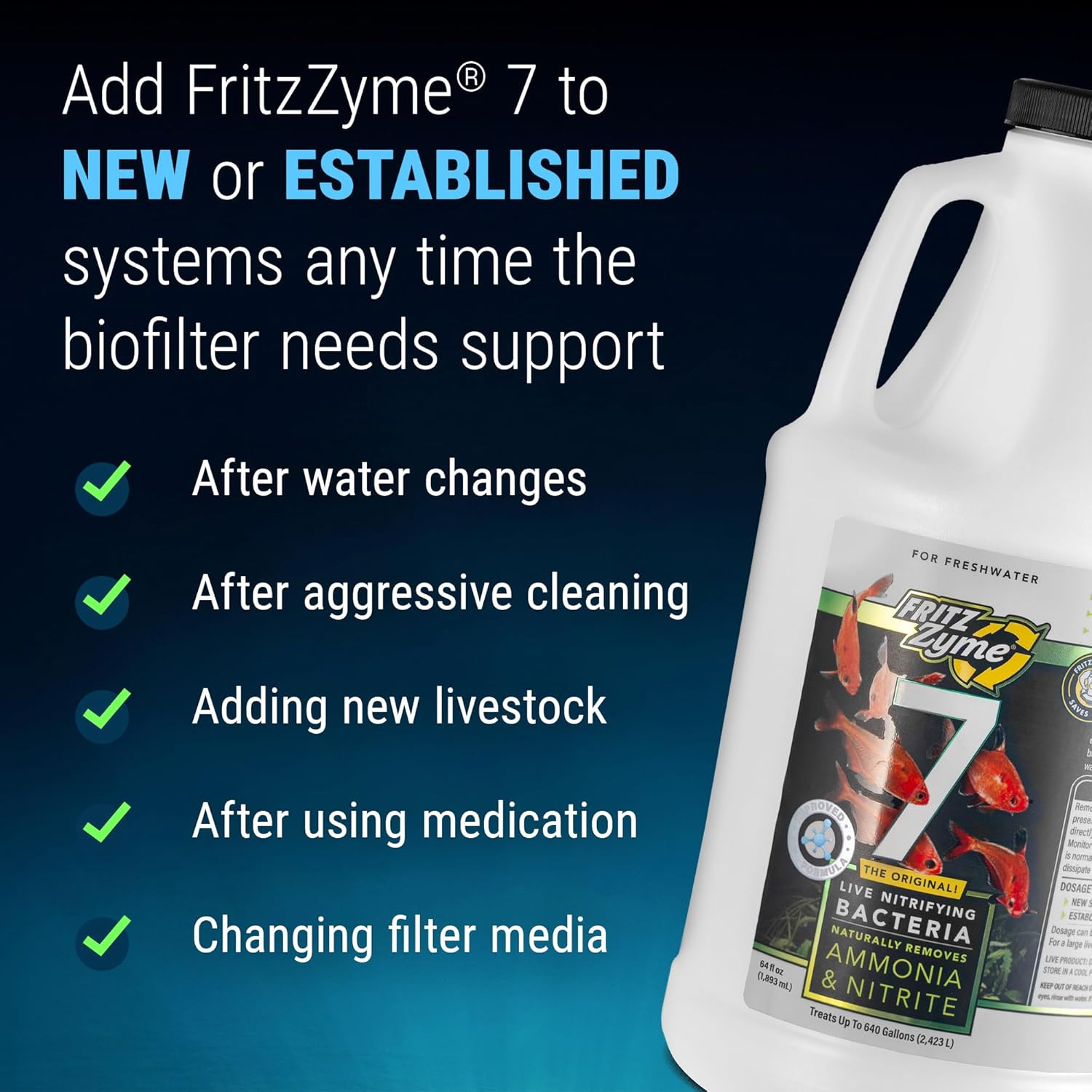 Fritzzyme 7 Live Nitrifying Bacteria Naturally Removes Amonia & Nitrite for Fres