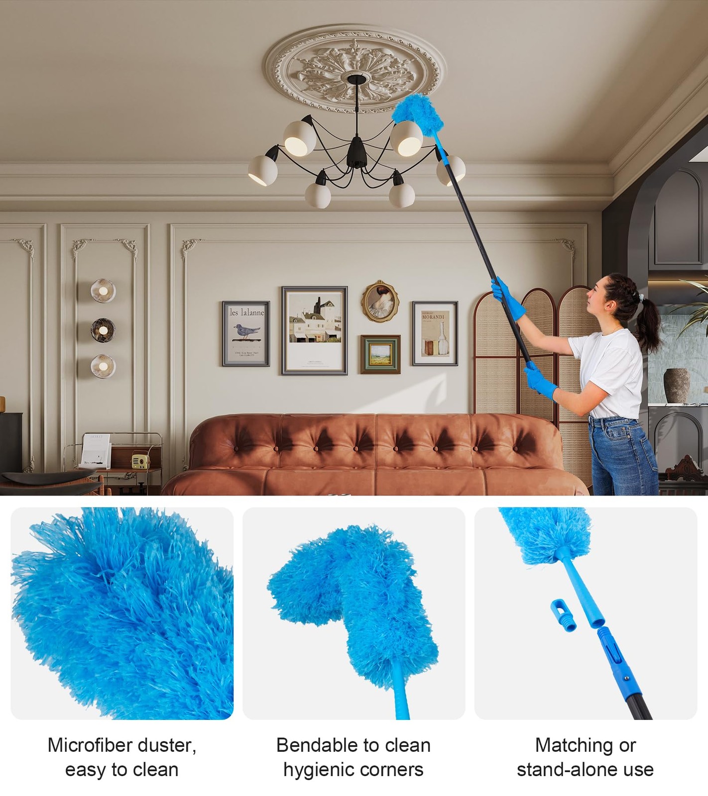 Swivel Squeegee Kit with 4 Extension Poles,Glass Scraper, Bendable Duster, 2 …